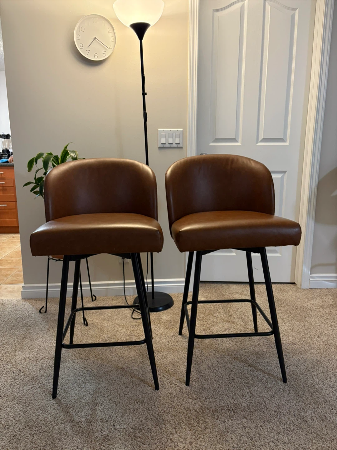 Set of 2 Brown Counter Height Swivel Barstools - photo 2