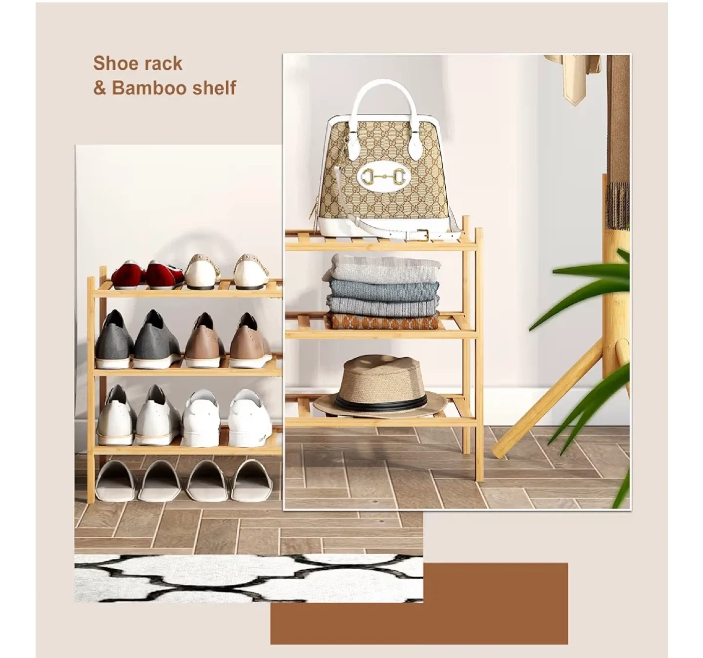 Bamboo 3-Tier Shoe Rack image indicator(3)