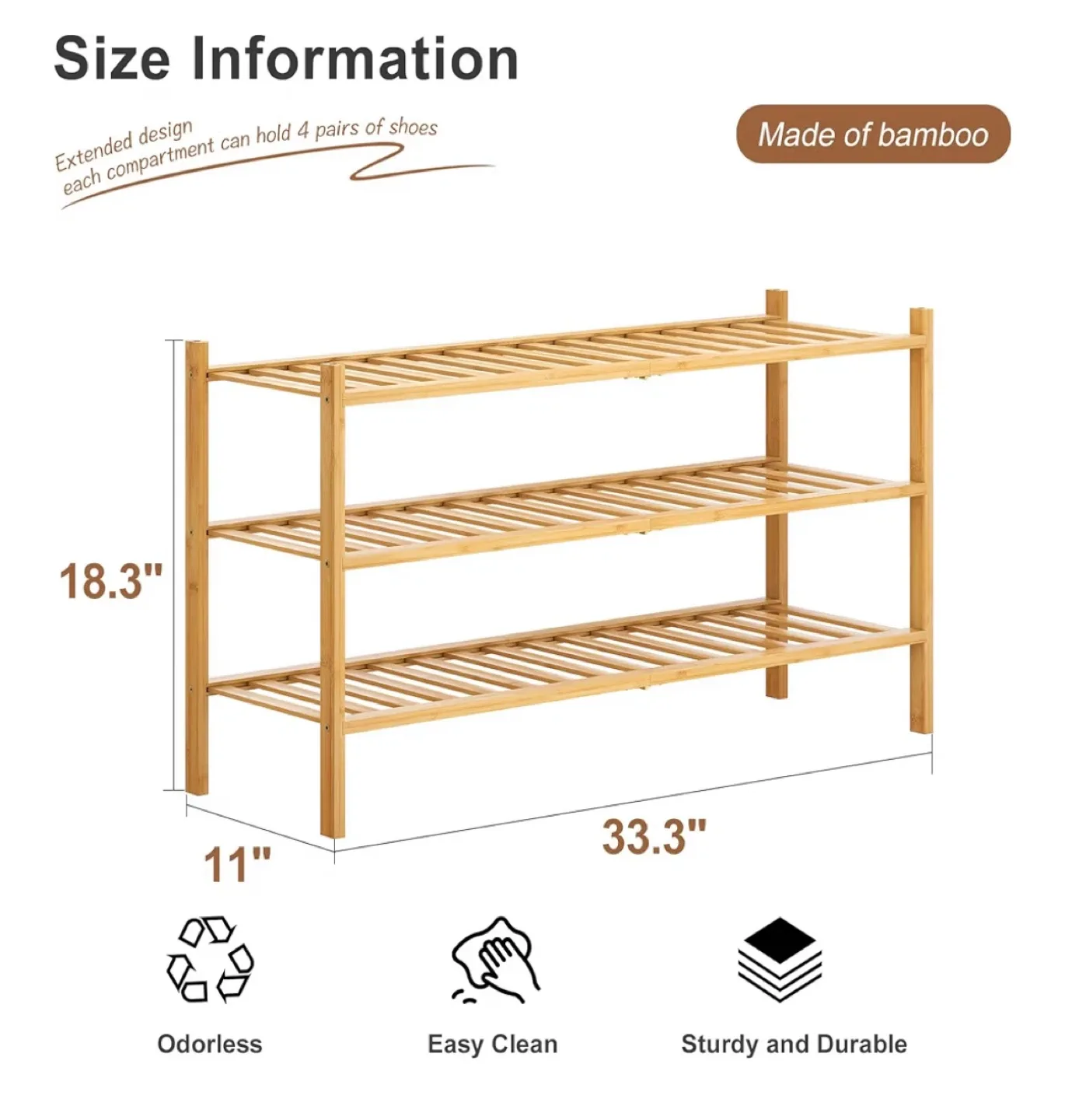 Bamboo 3-Tier Shoe Rack image indicator(2)