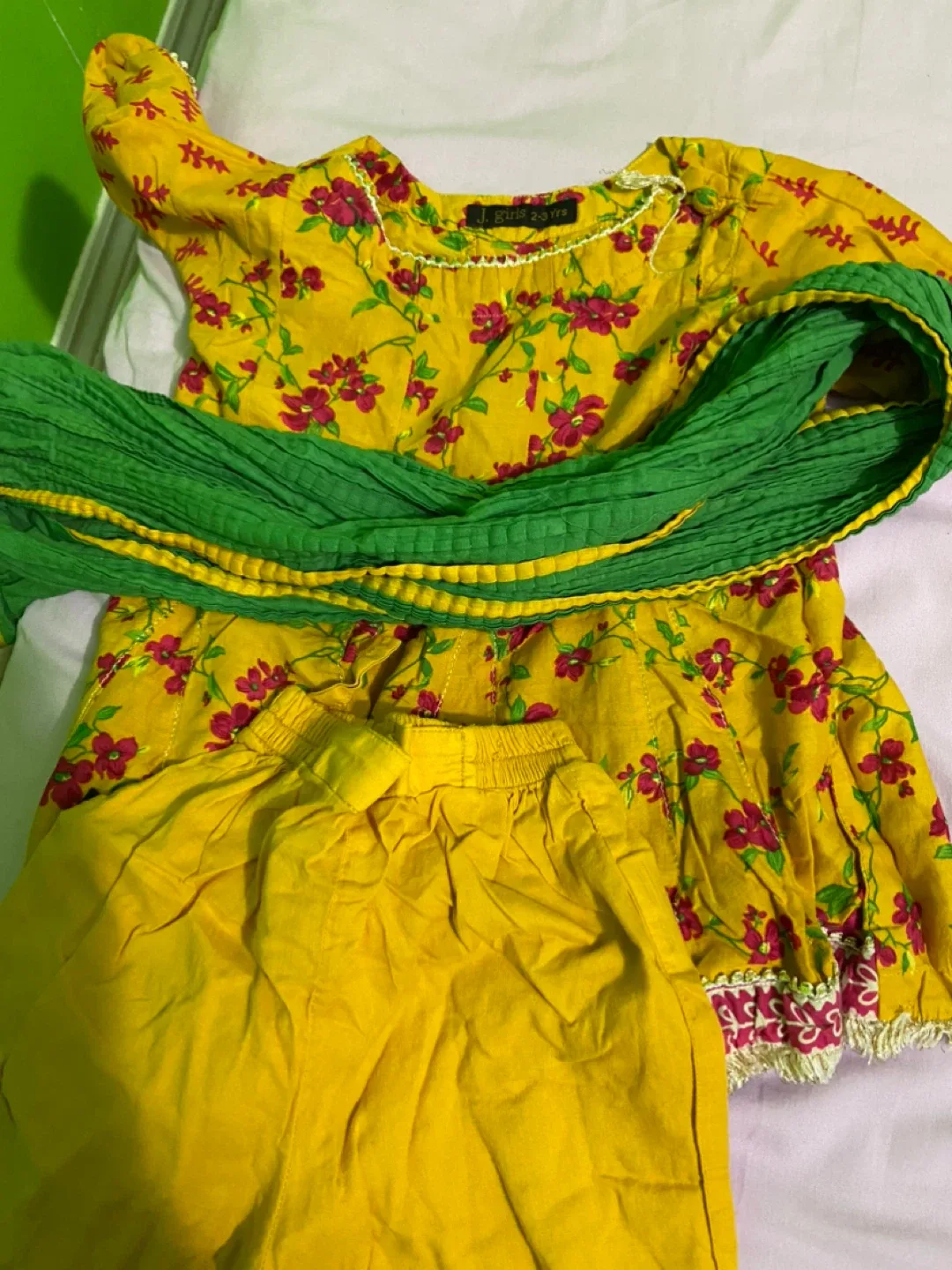 J. Girls 2-3 Yrs Yellow Floral Dress Set