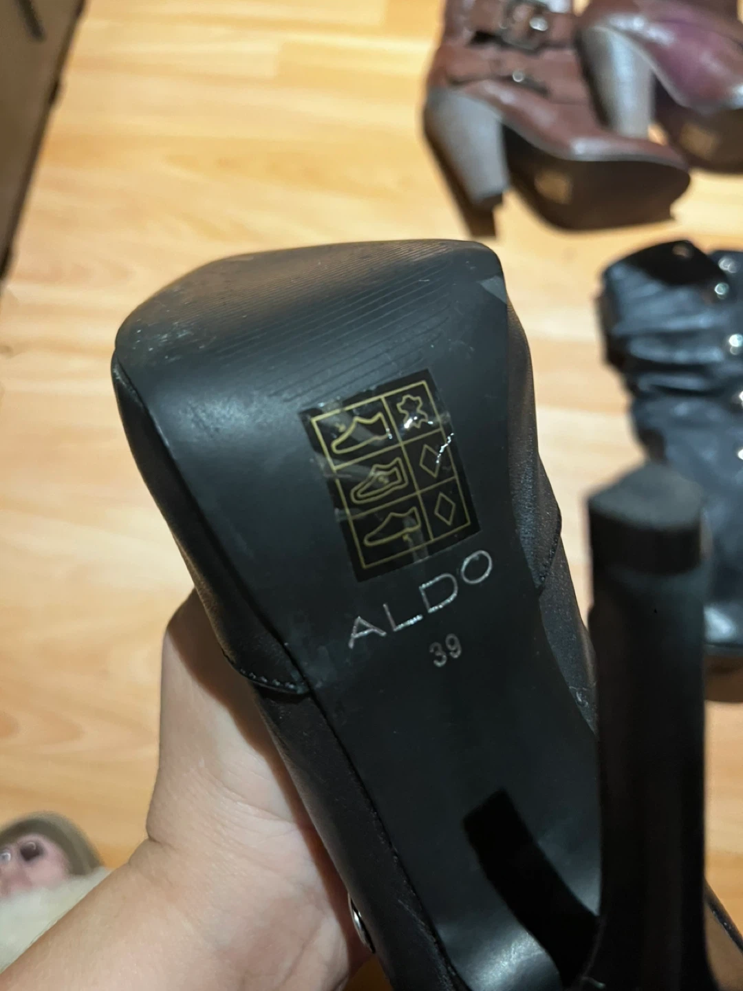 Aldo Black Leather Heeled Boots - Size 39 - photo 4