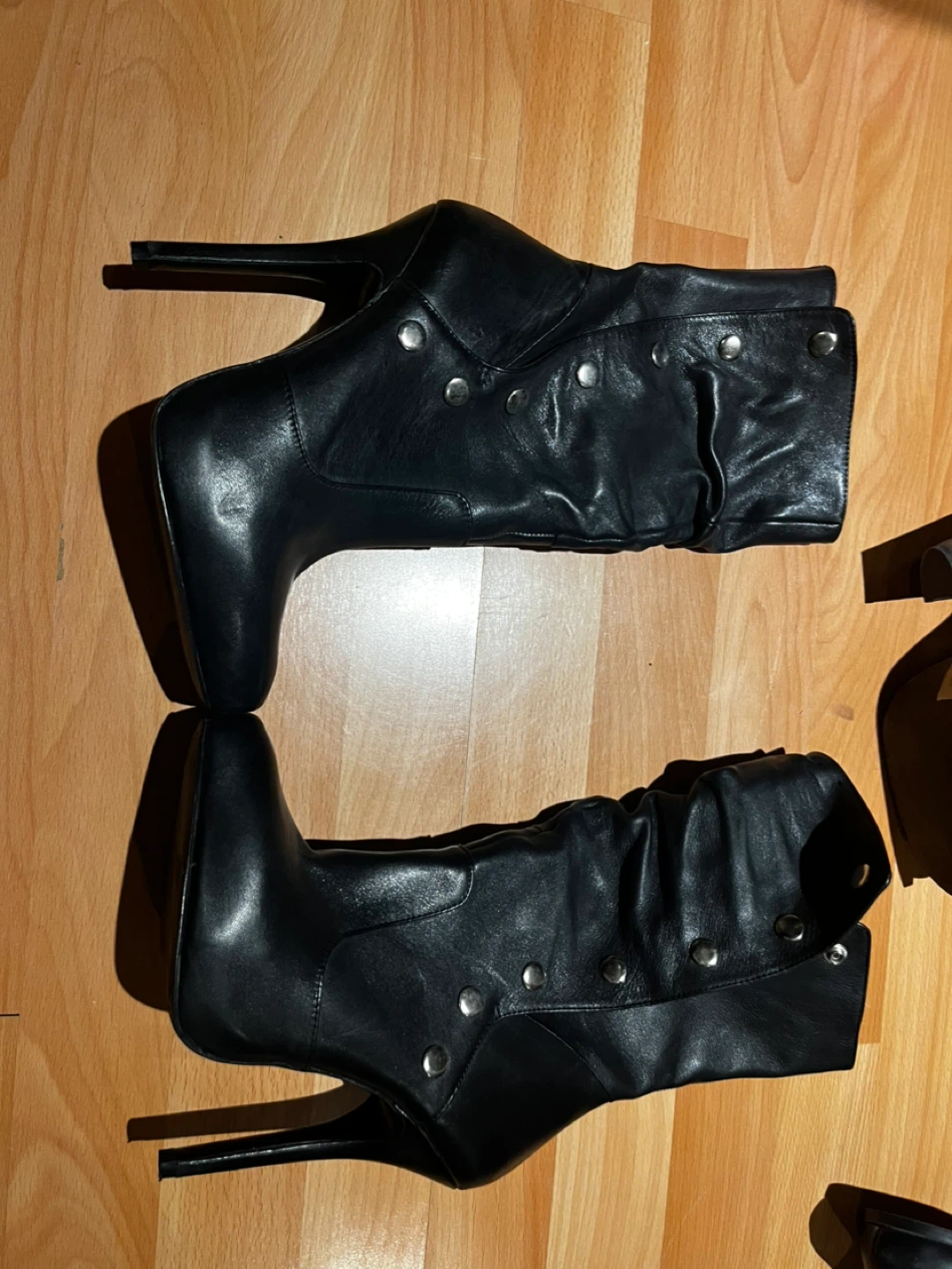 Aldo Black Leather Heeled Boots - Size 39 - photo 3