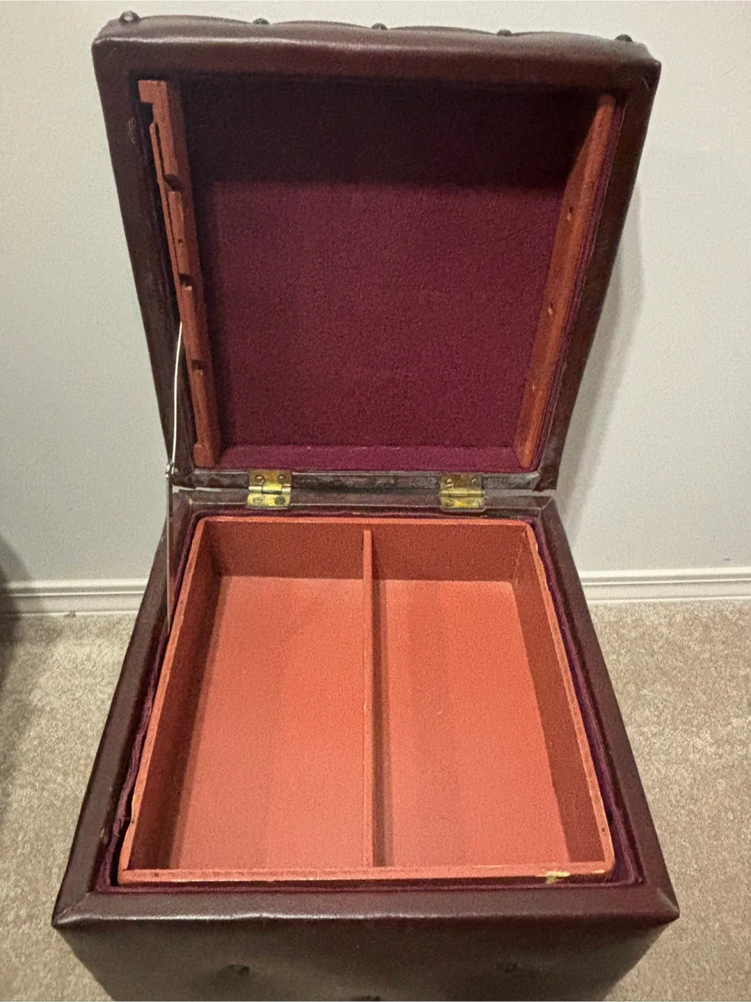 Vintage Leatherette Storage Ottoman image indicator(3)