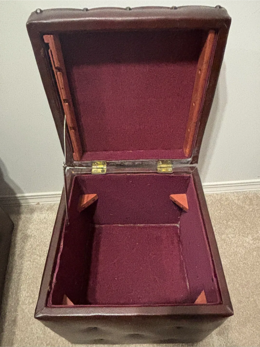 Vintage Leatherette Storage Ottoman image indicator(2)