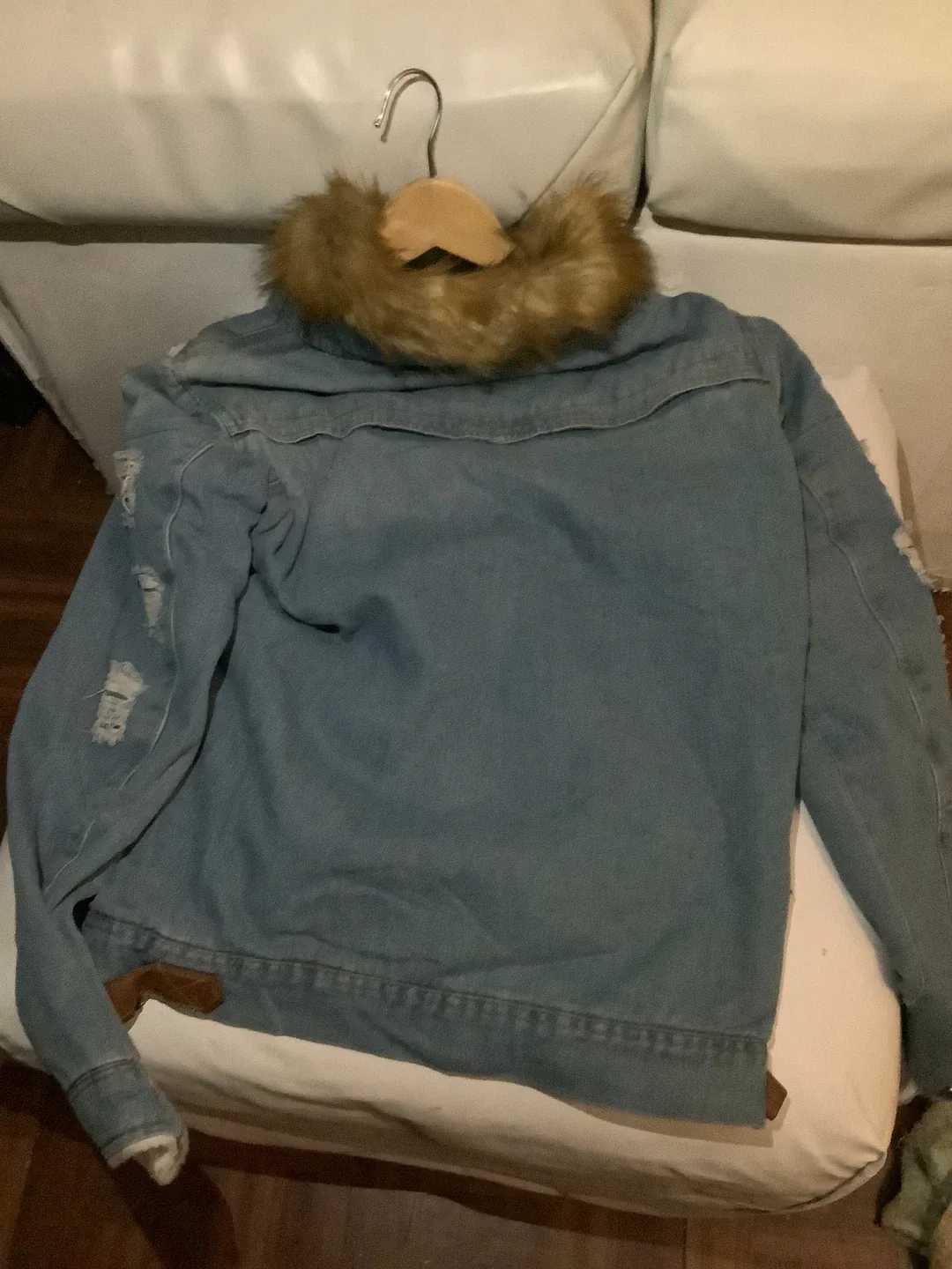 Winter jean fleece lining fur collar coat image indicator(2)