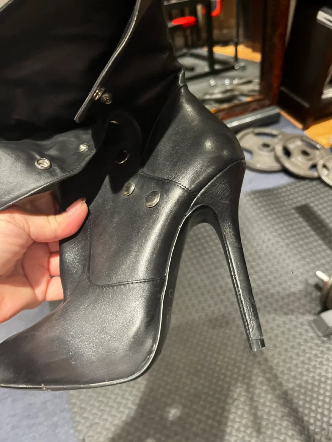 Aldo Black Leather Heeled Boots - Size 39 image indicator(6)