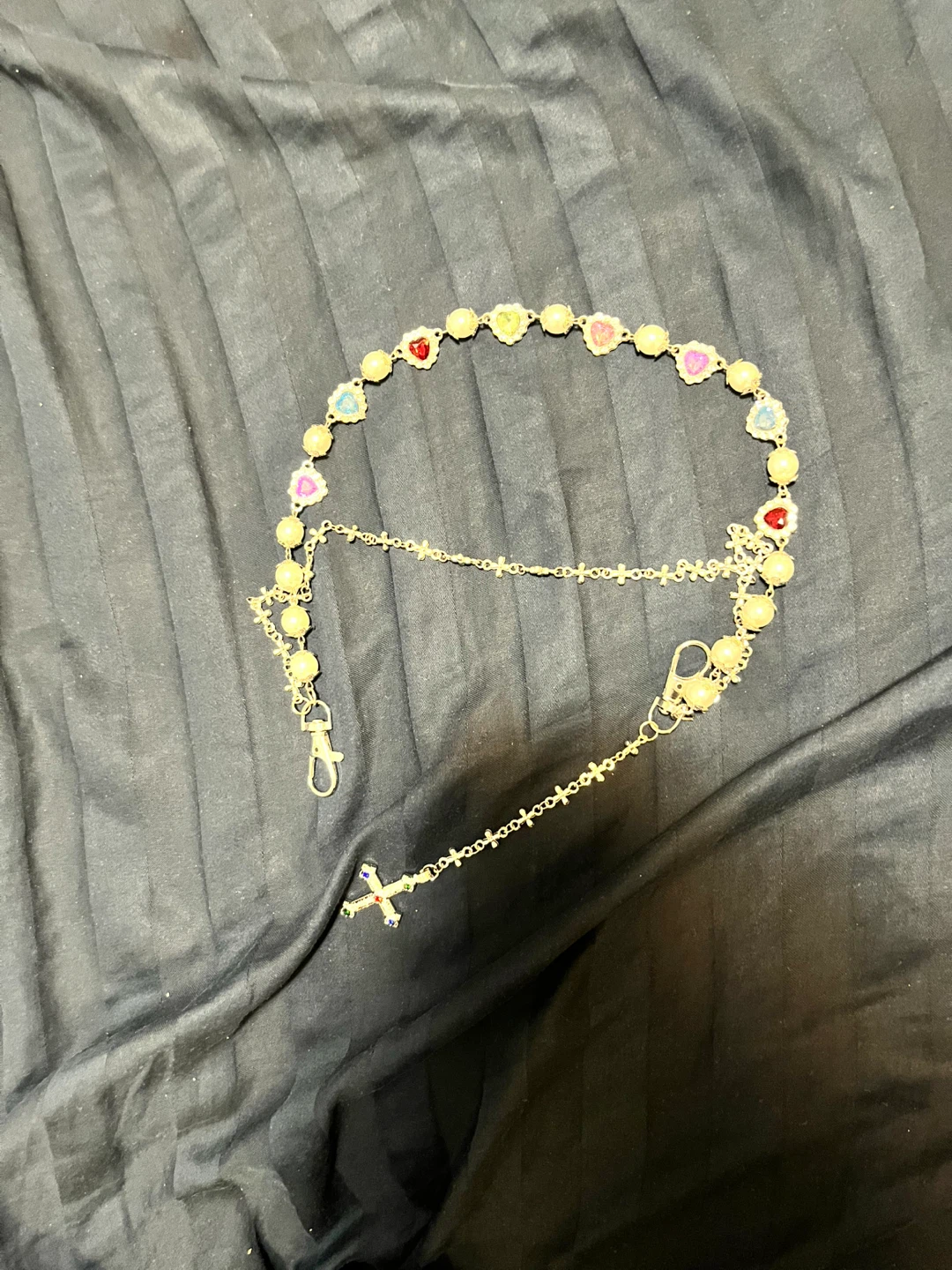 Heart & Pearl Silver Tone Belt