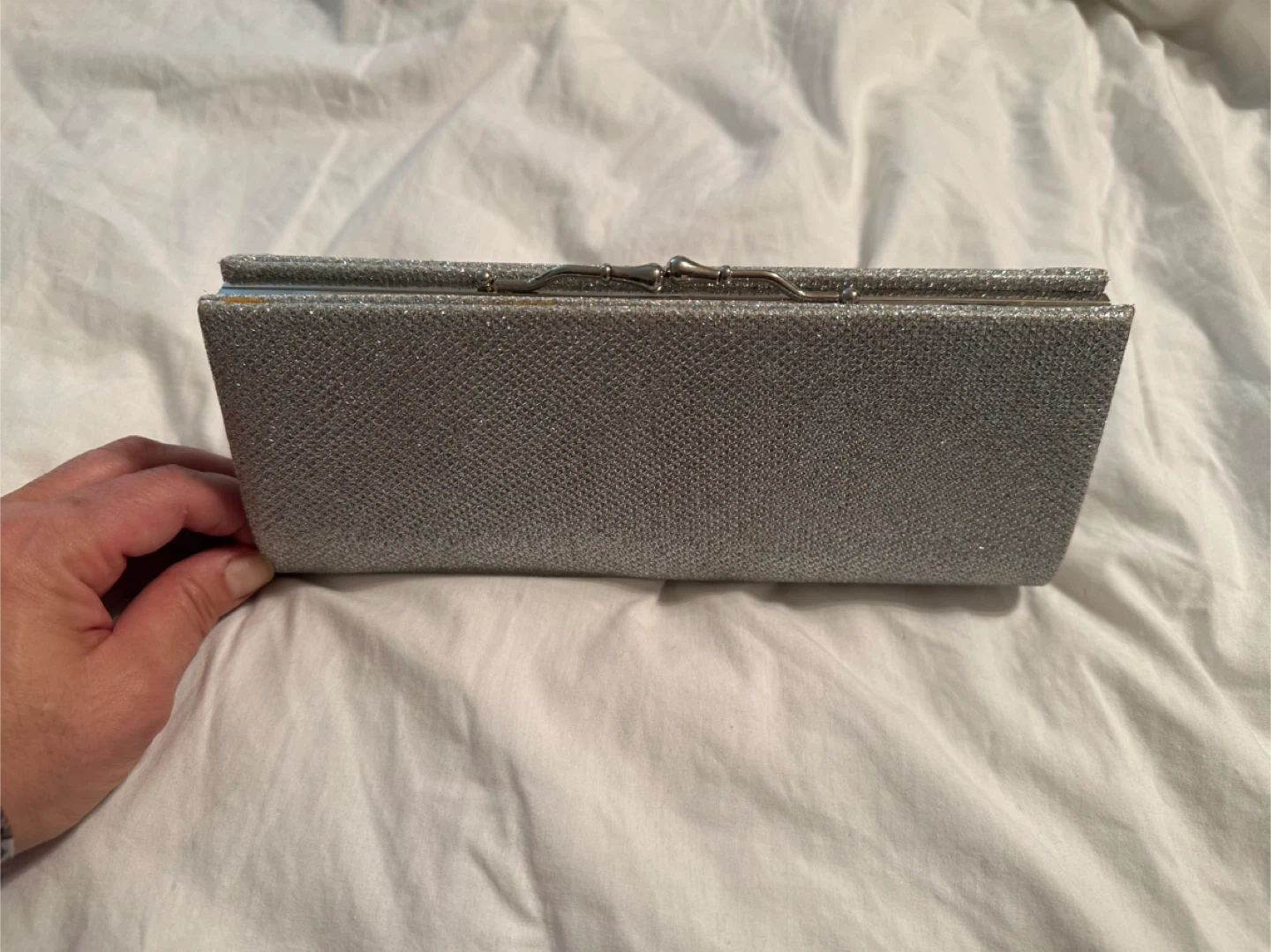 Silver Glitter Clutch Purse