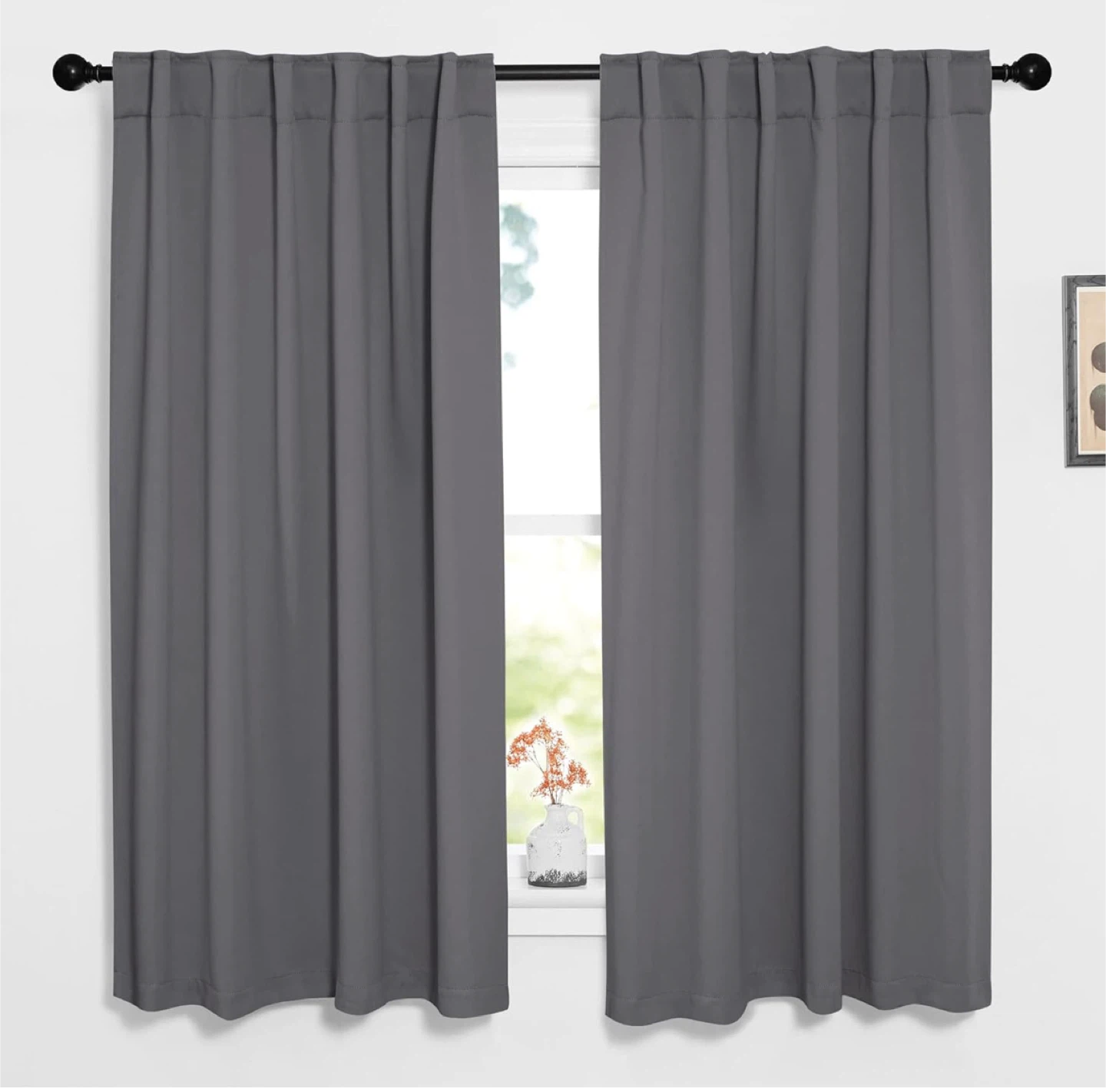 BGment Gray Polyester Curtains (Set of 2)