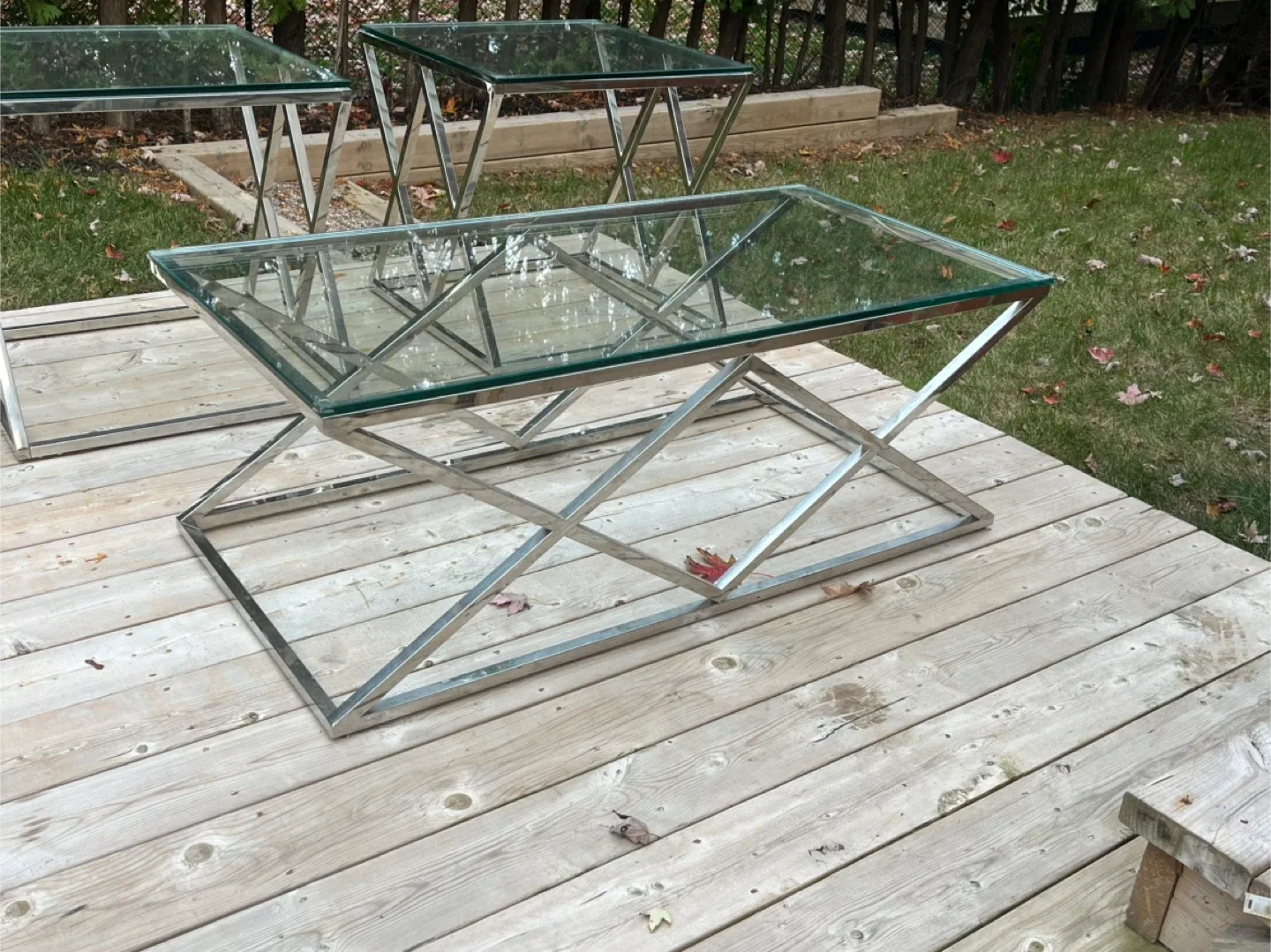 Chrome & Glass Coffee/End Table Set image indicator(2)