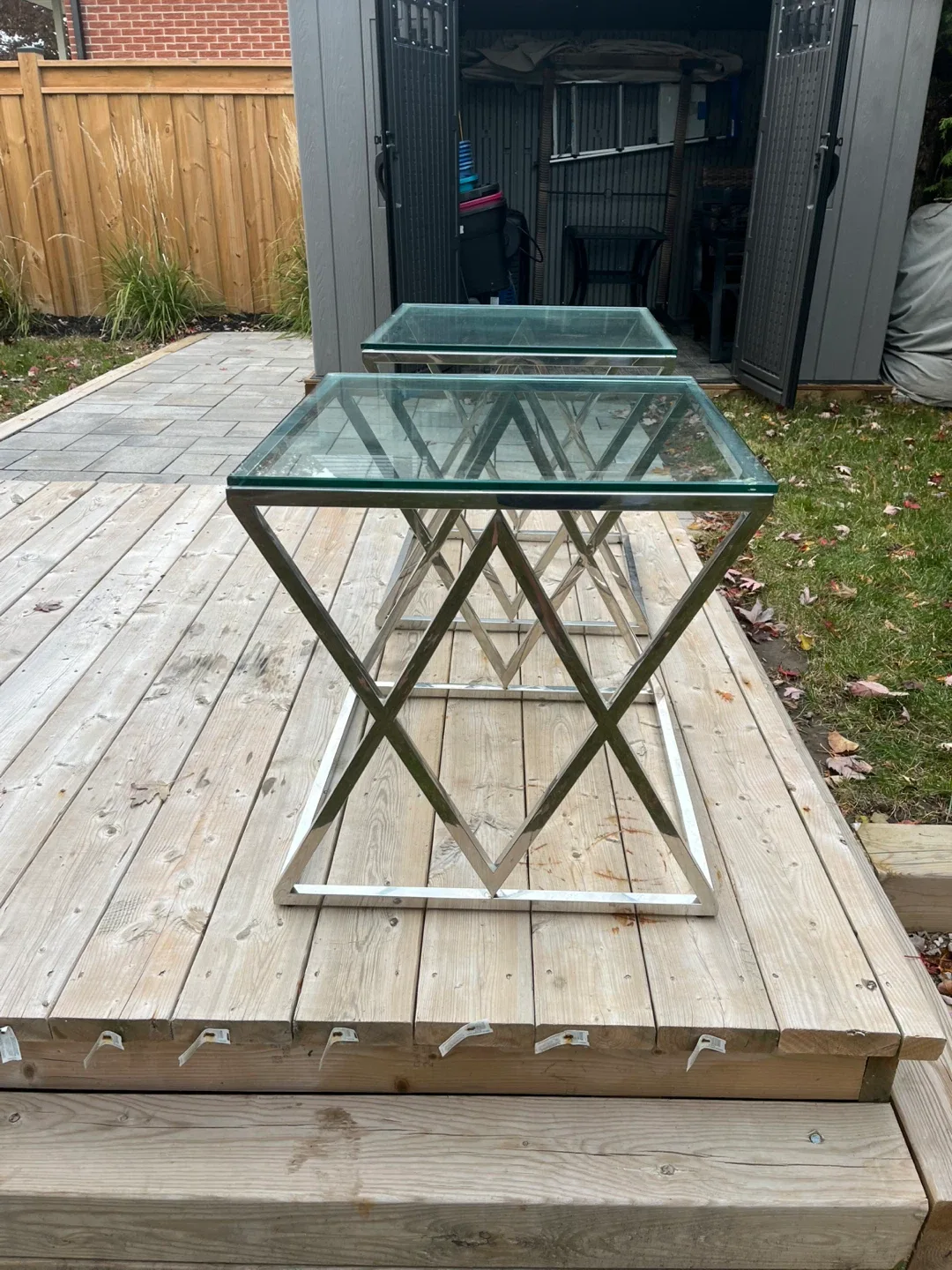 Chrome & Glass Coffee/End Table Set image indicator(3)