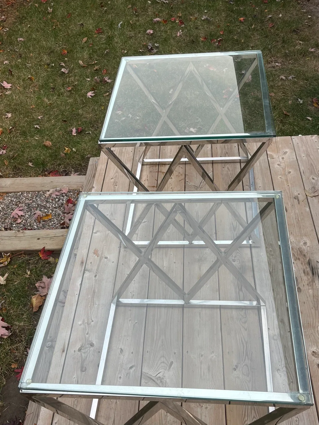 Chrome & Glass Coffee/End Table Set image indicator(5)