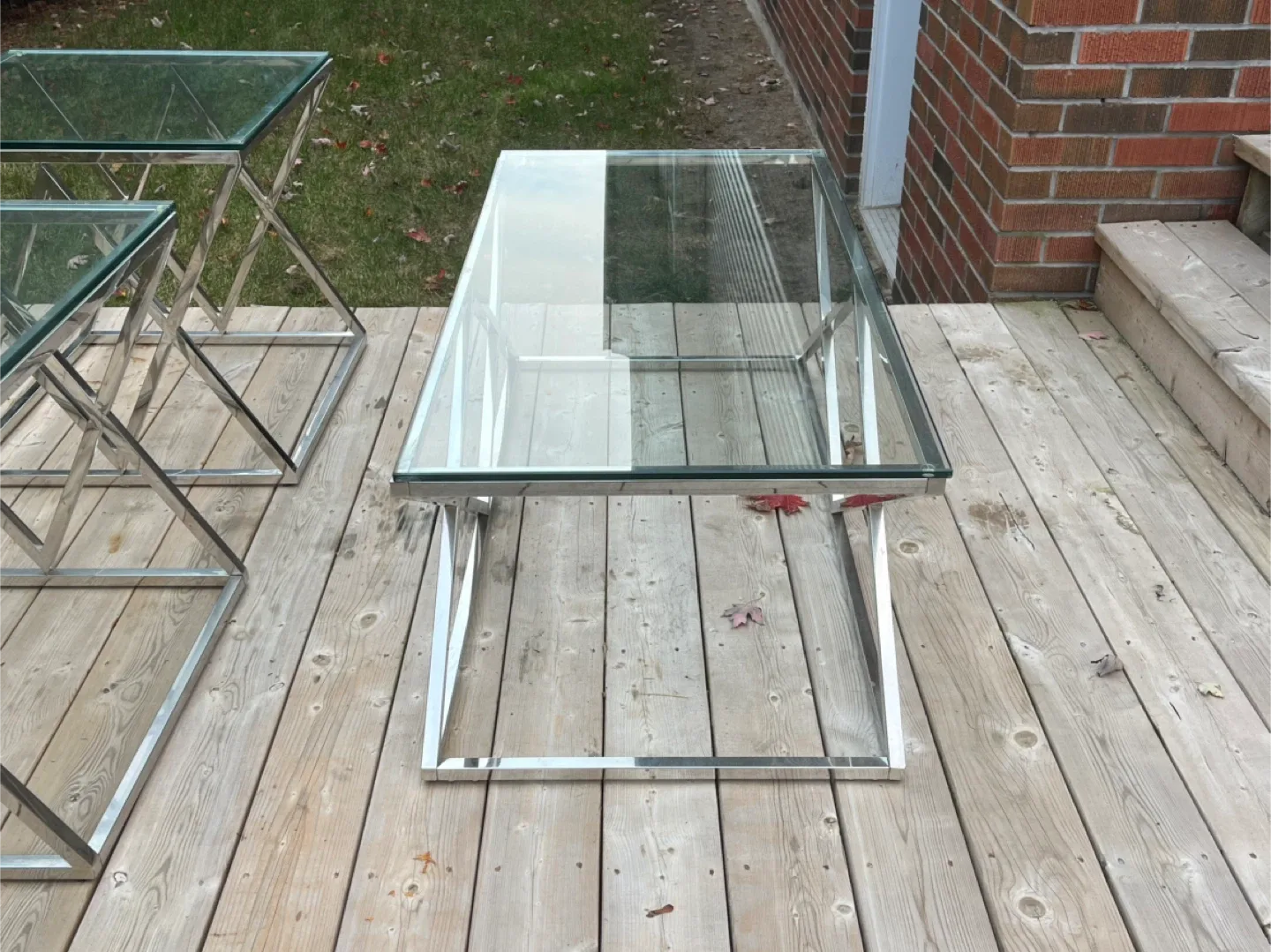 Chrome & Glass Coffee/End Table Set image indicator(4)