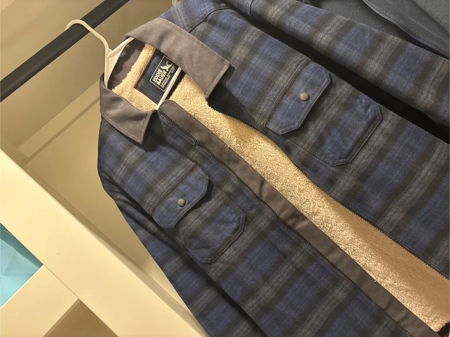 Eddie Bauer Flannel Shirt Jacket, Blue Plaid