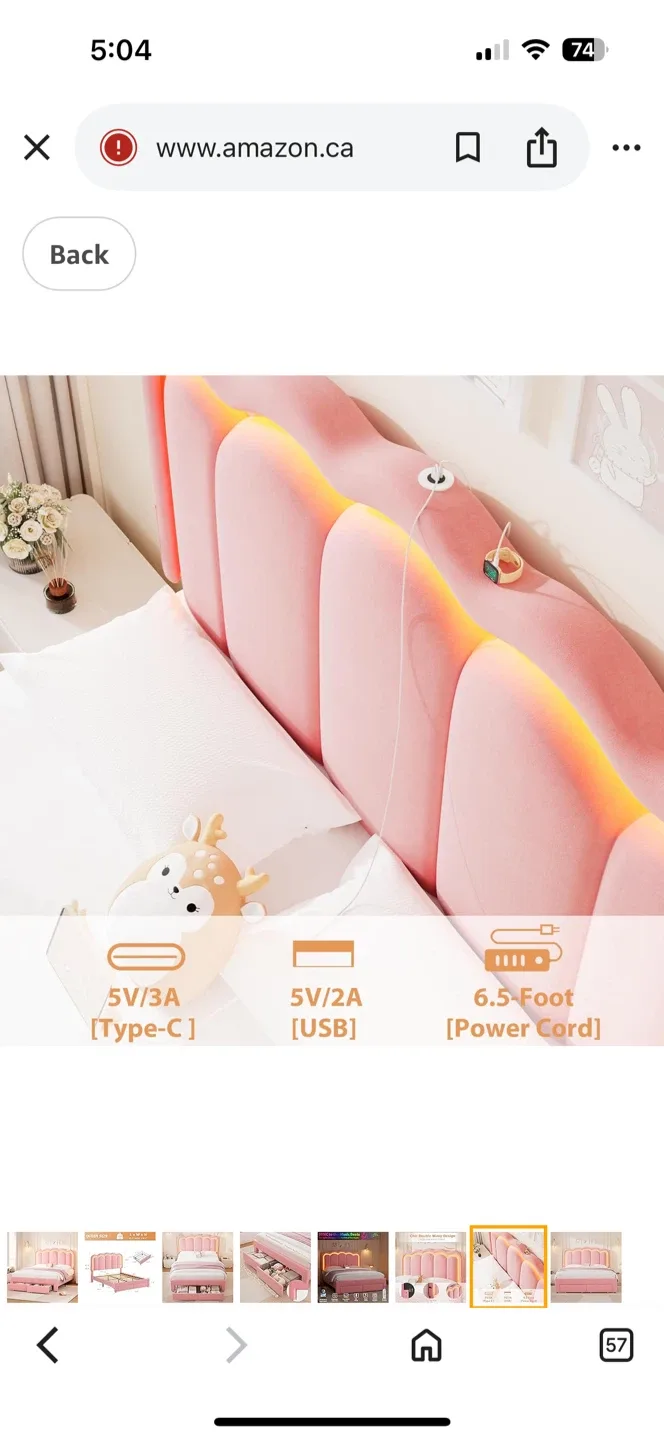 Grey Daphne upholstered Velvet Bed Frame with LED Lighting image indicator(2)