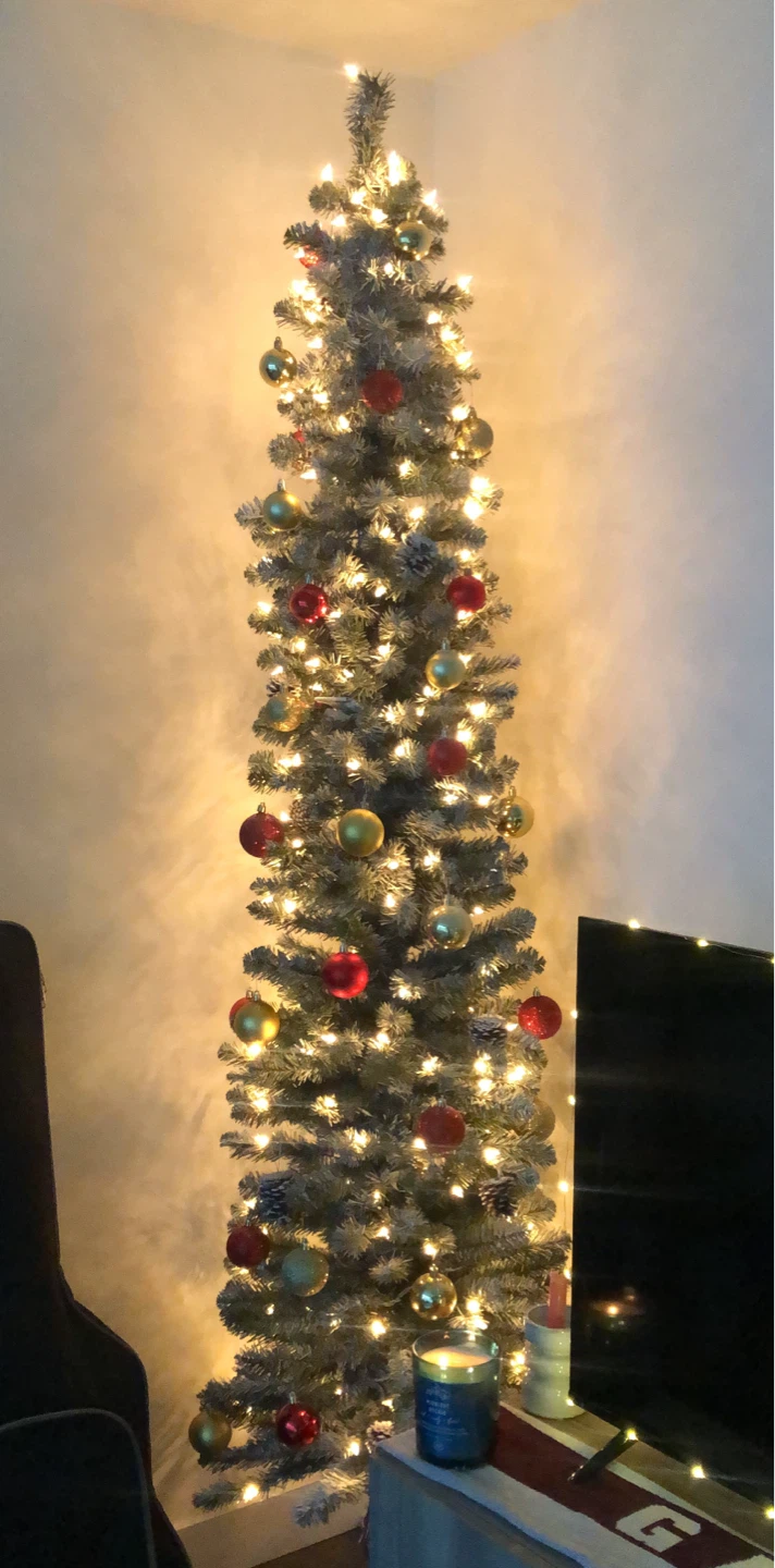 7ft Pre-lit Pencil Christmas Tree