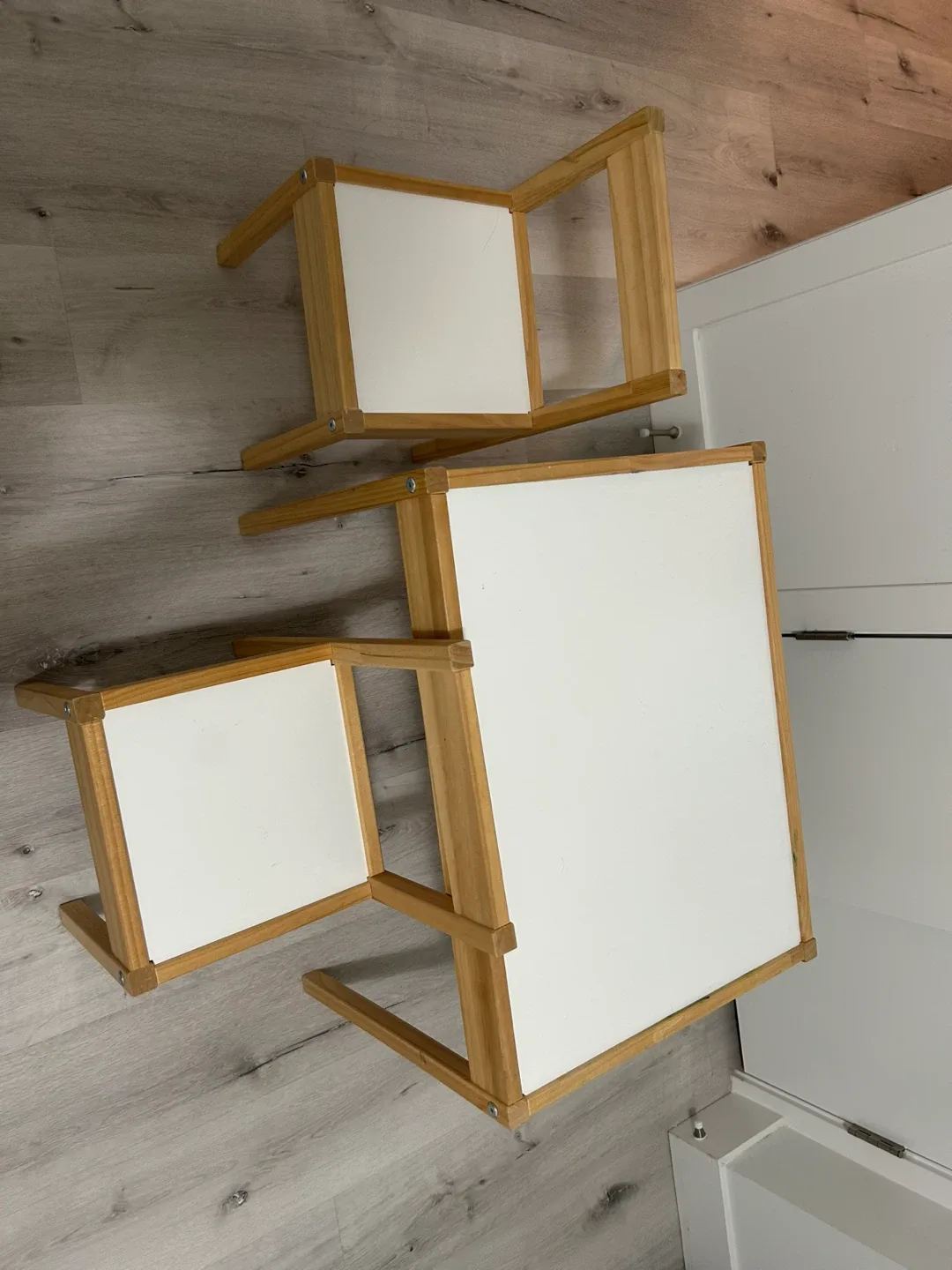 LÄTT Children's table and 2 chairs, white/pine image indicator(3)