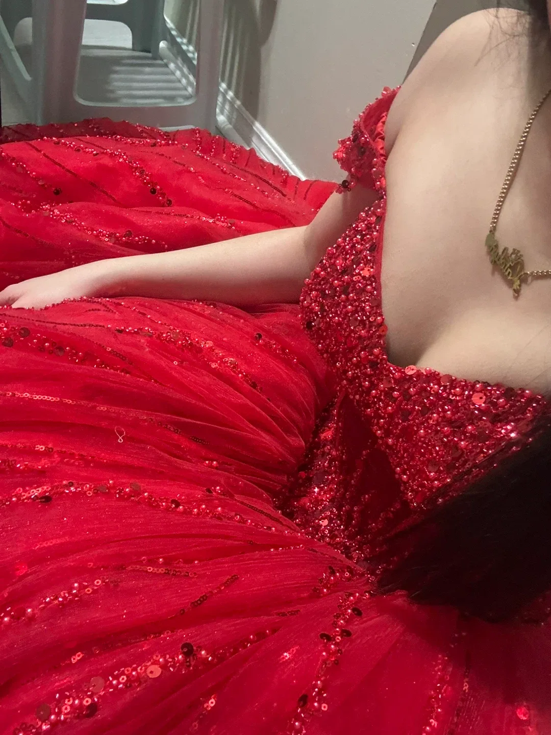 May Queen LK264 Red Quinceañera/Debut Dress image indicator(4)