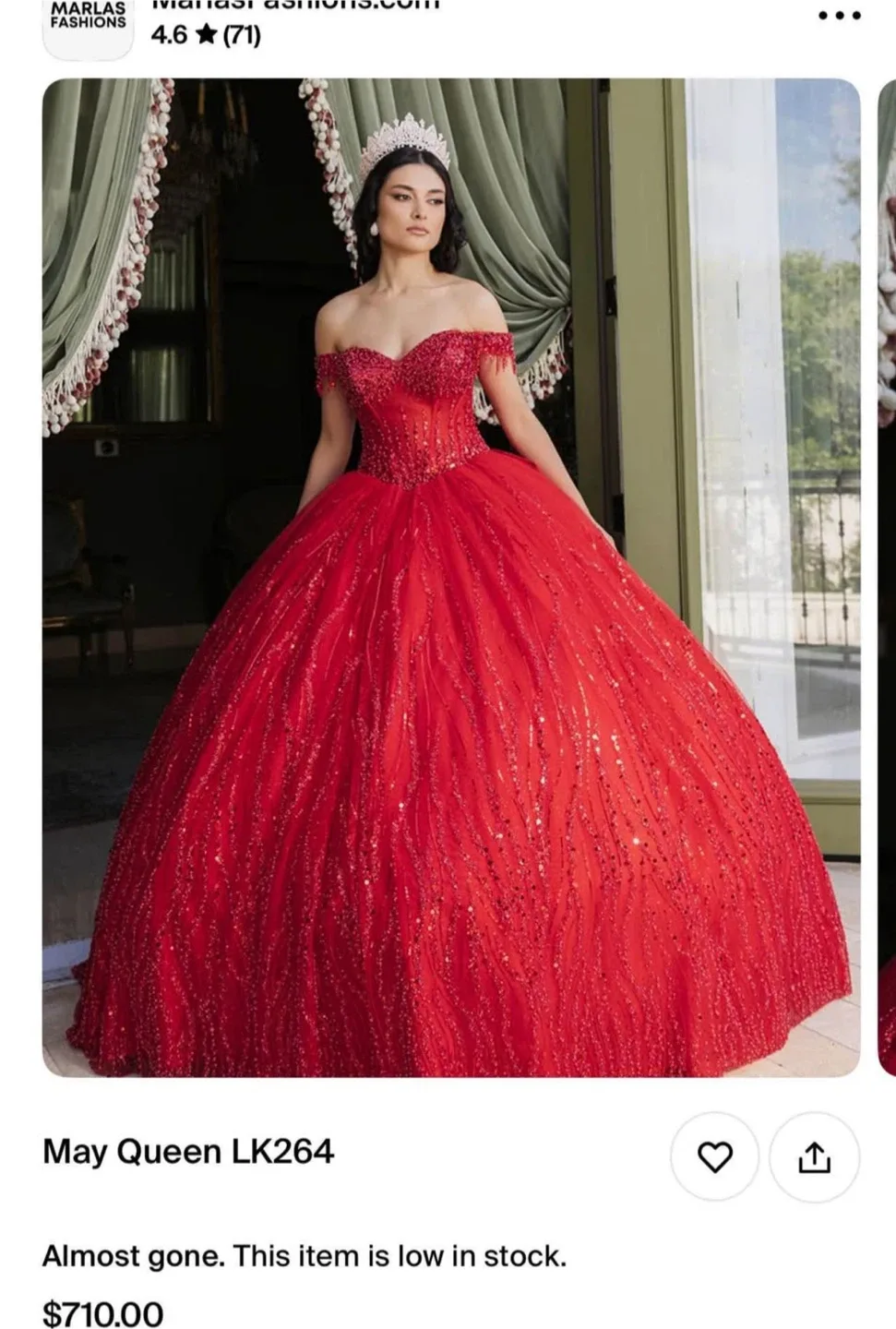 May Queen LK264 Red Quinceañera/Debut Dress image indicator(2)