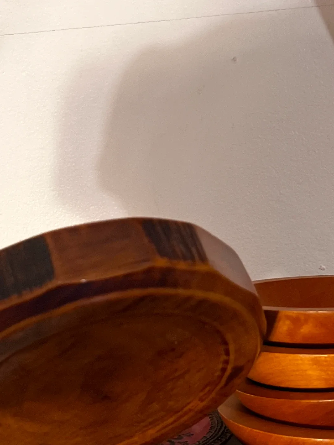 Wood vintage mid century modern Red & Brown Plates image indicator(5)