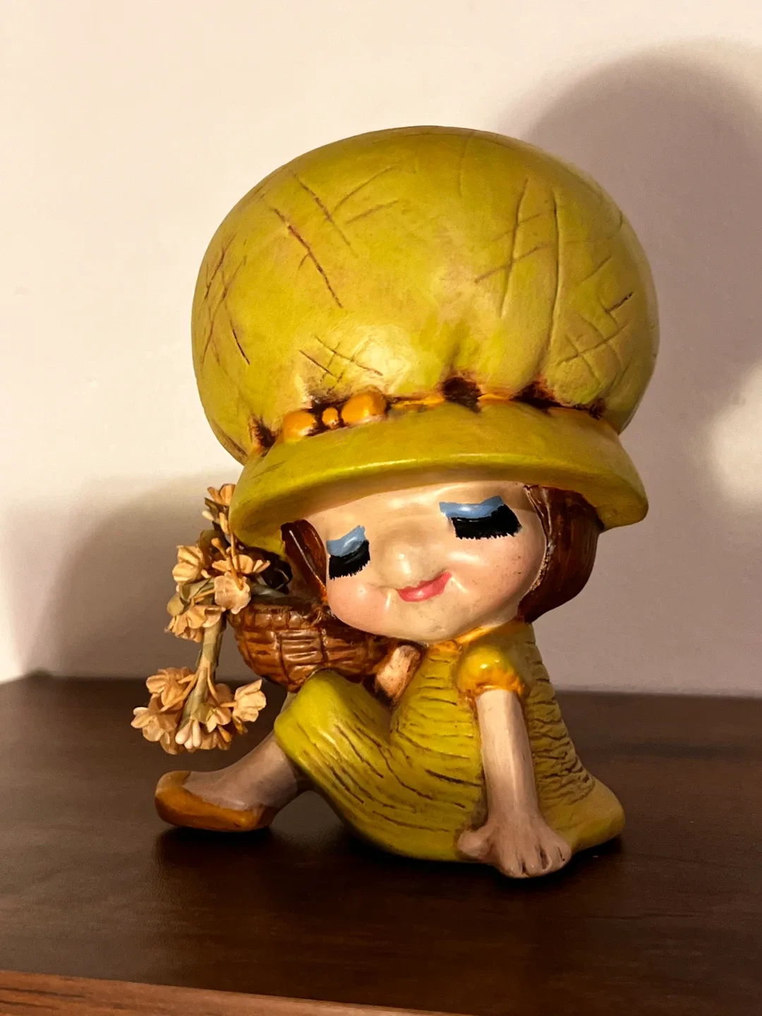 Vintage Yellow Ceramic Girl Figurine thumbnail