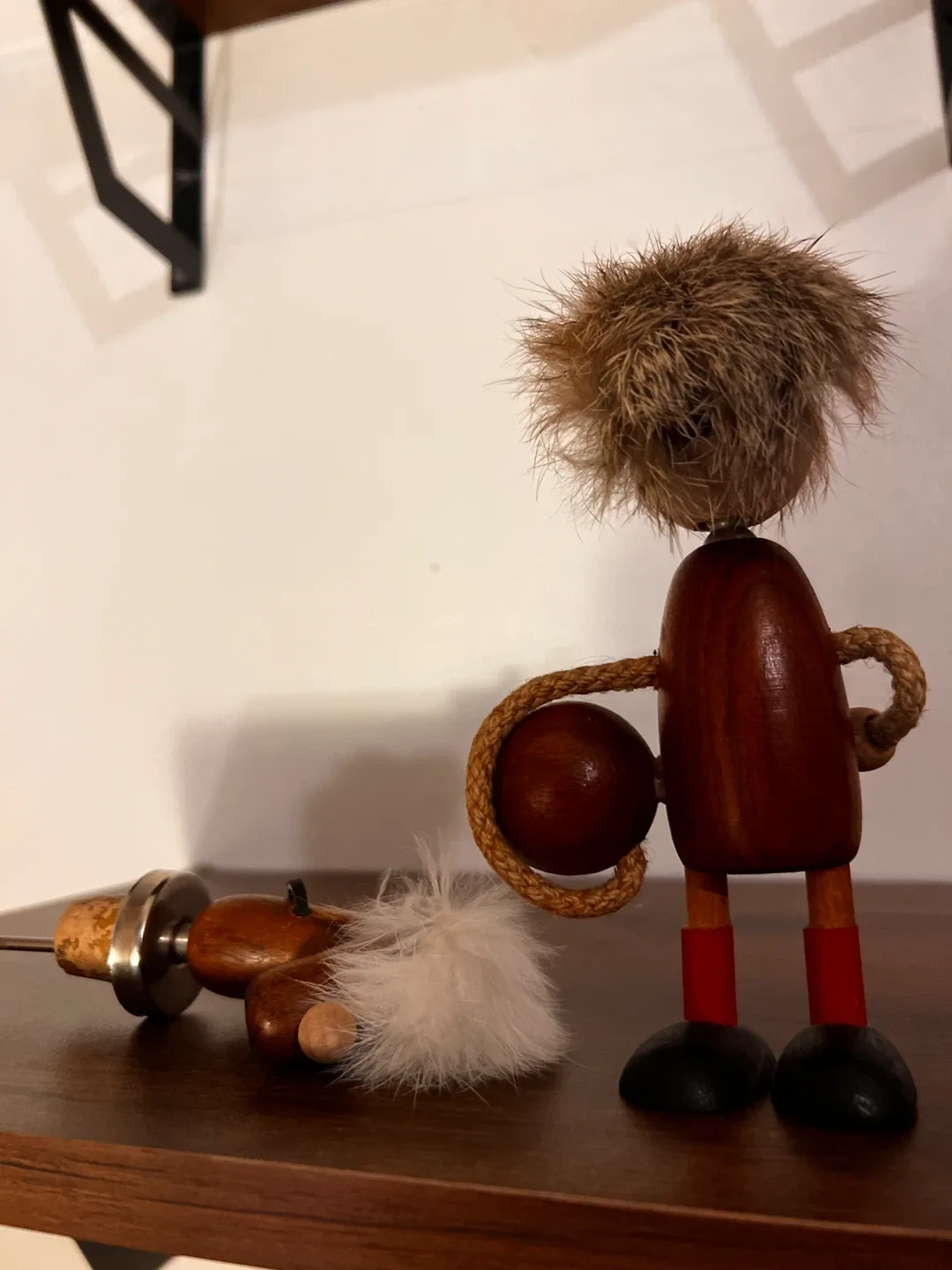 Vintage Wooden Figurine Bottle Stopper Set thumbnail