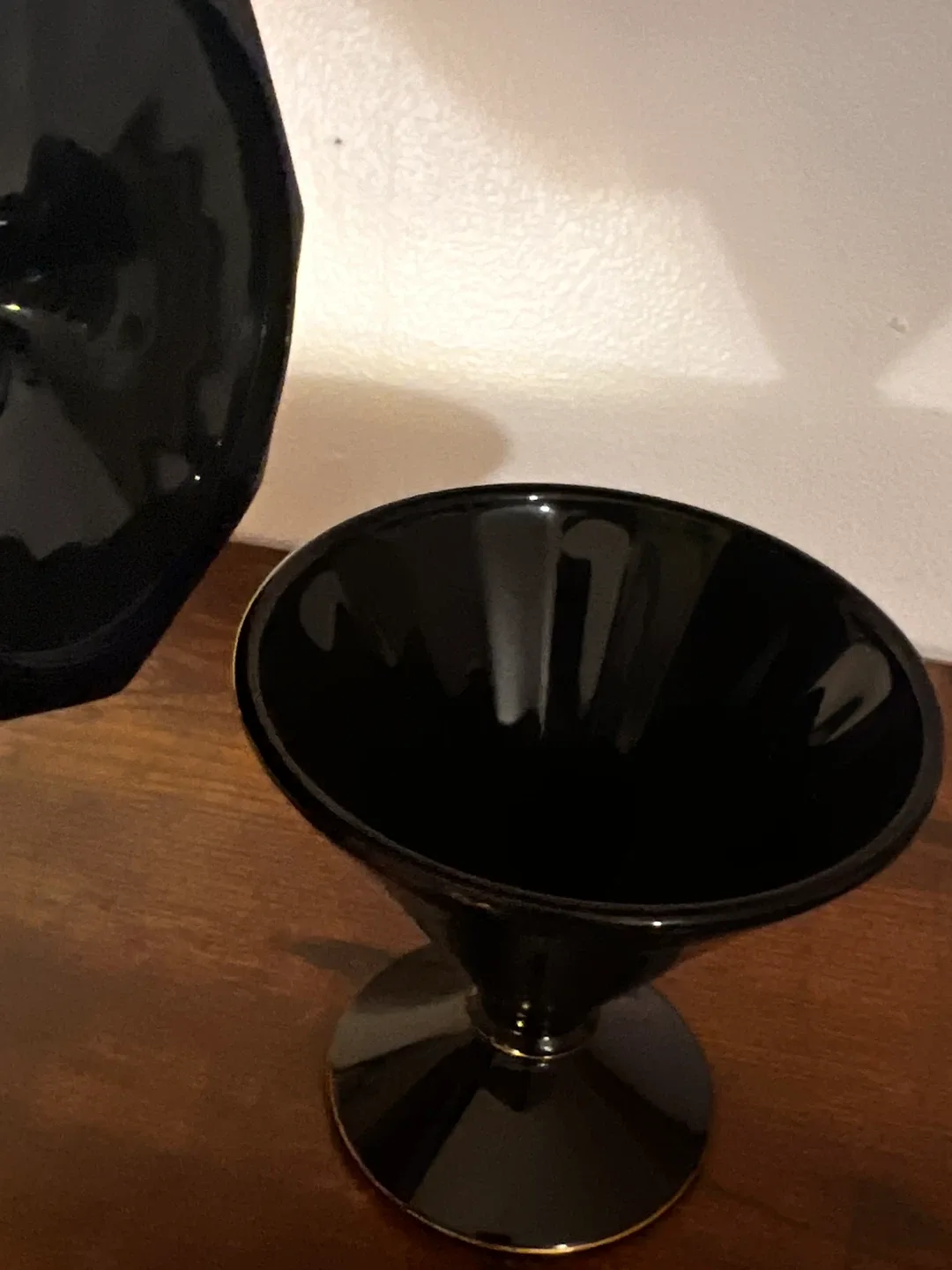 Vintage Black Glass Candy Dish with Lid image indicator(2)