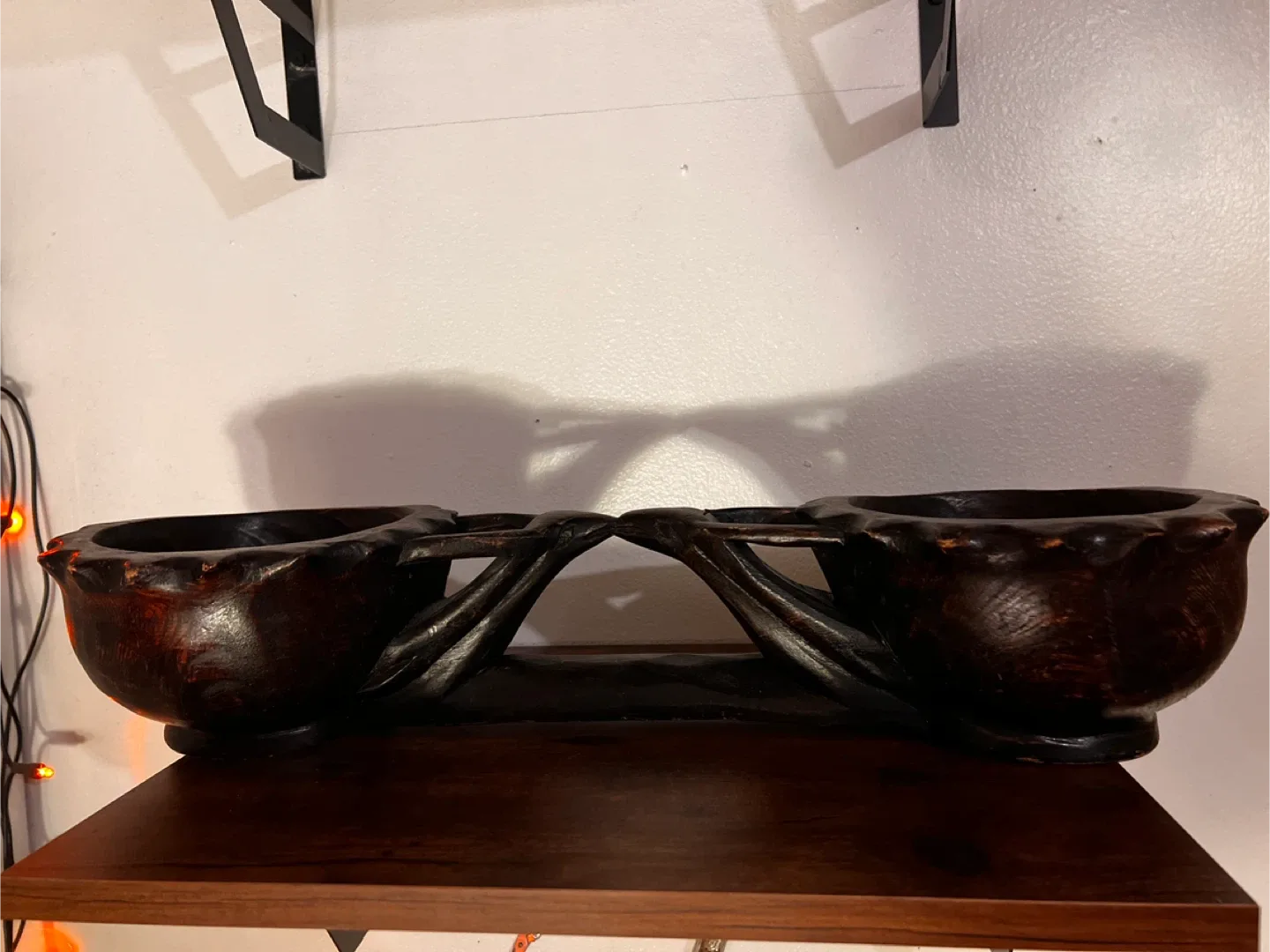 Wooden South African Double Bowl Decorative Piece thumbnail