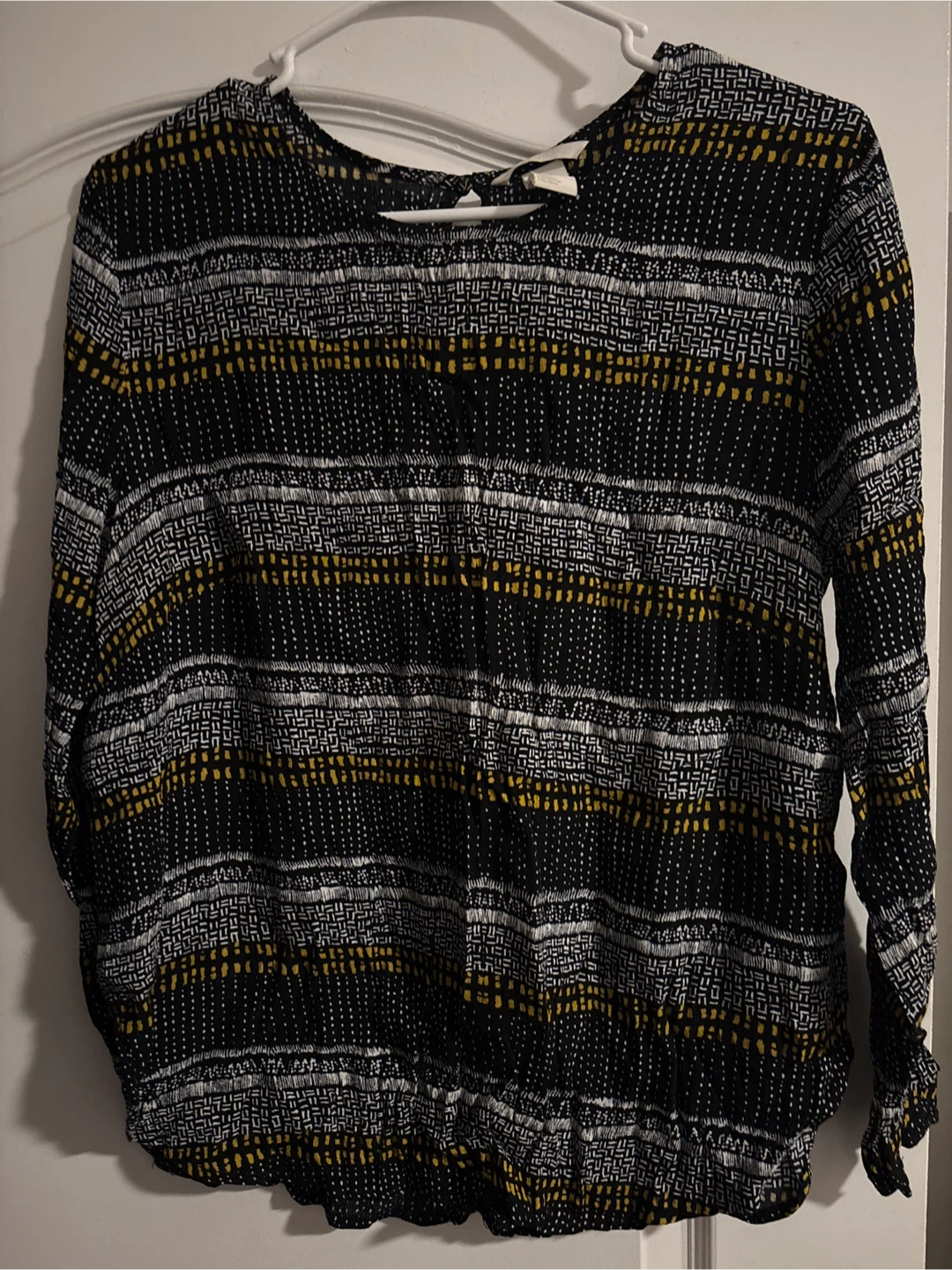 H&M Black Patterned Blouse - Size 14