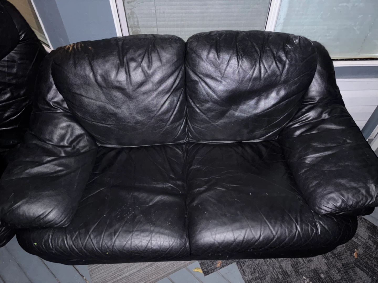 Black Leather Sofa Set - Used - photo 3