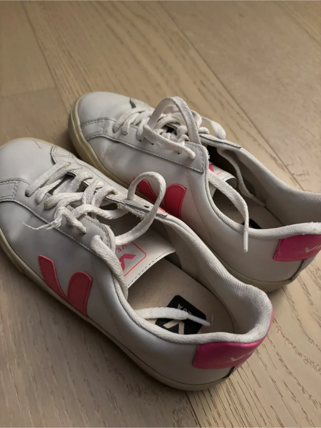 Veja Esplar Leather Sneakers - White & Pink, Size 7