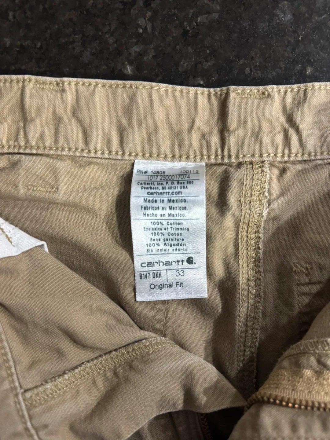 Mens Carhartt B147 OKH Original Fit Shorts - Size 33 image indicator(3)