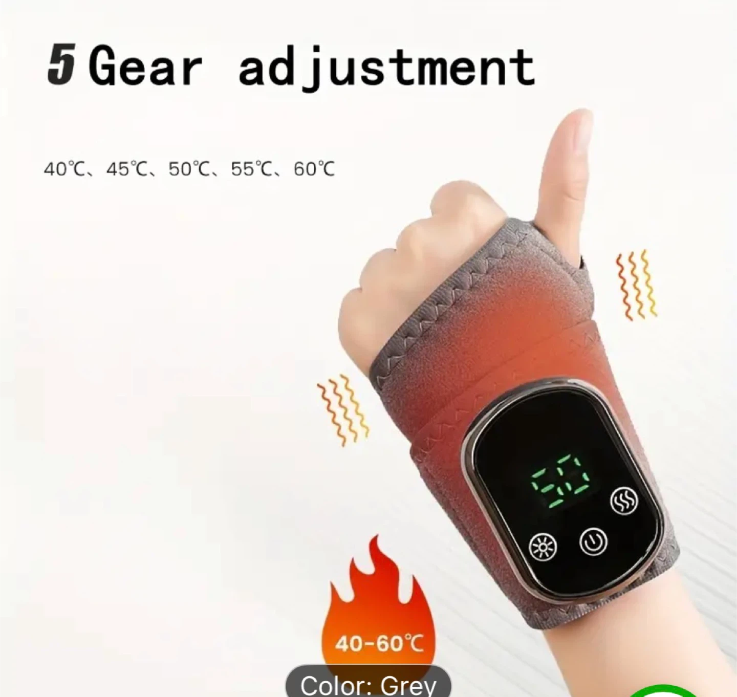 Grey Heated Wrist Brace with Massage & Vibration - photo 5