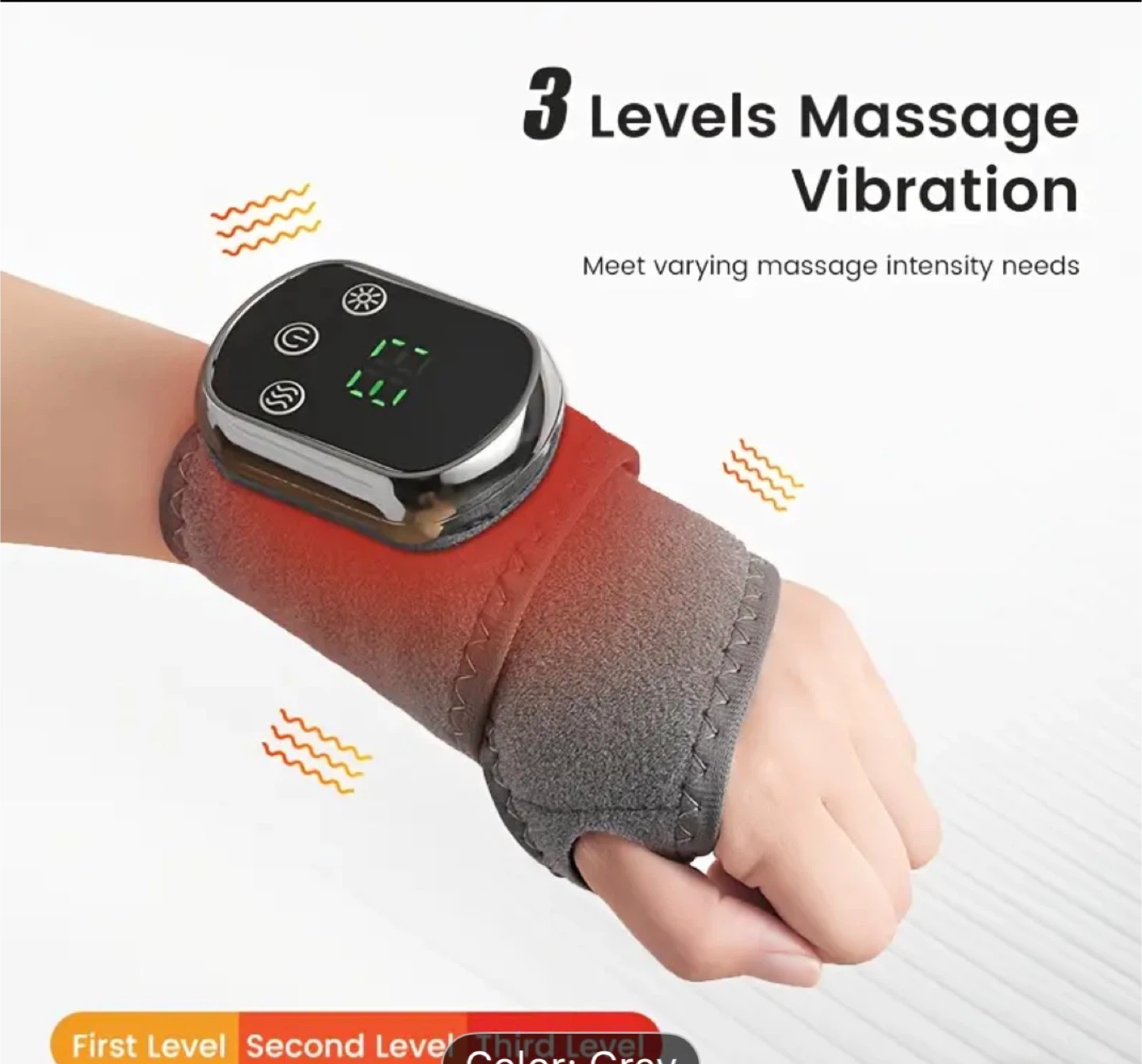 Grey Heated Wrist Brace with Massage & Vibration - photo 2
