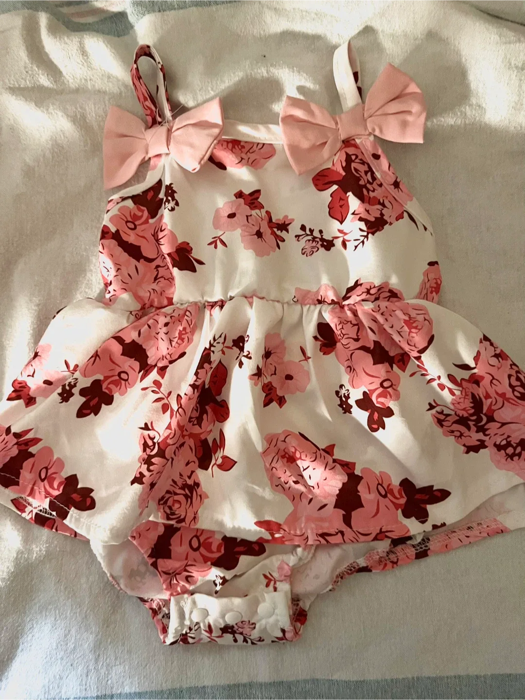 Floral Baby Romper Dress with Bows 0-3 m thumbnail