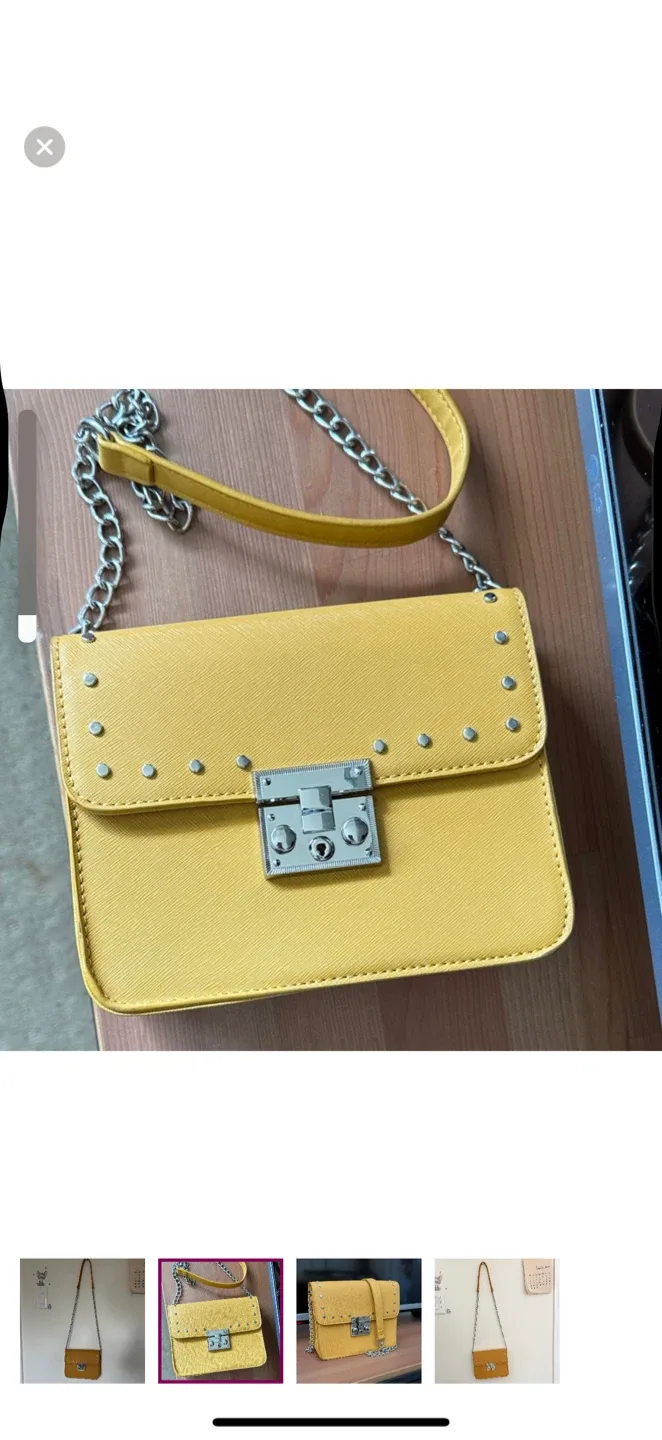 Dynamite Yellow Rivet Detail Chain Bag image indicator(2)