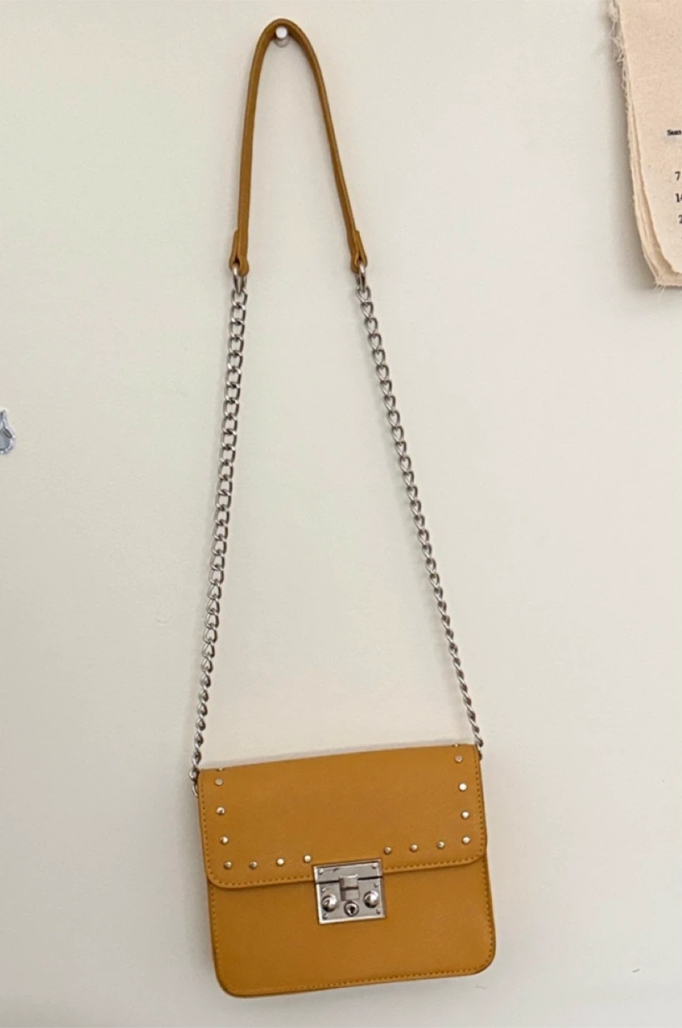 Dynamite Yellow Rivet Detail Chain Bag - photo 3