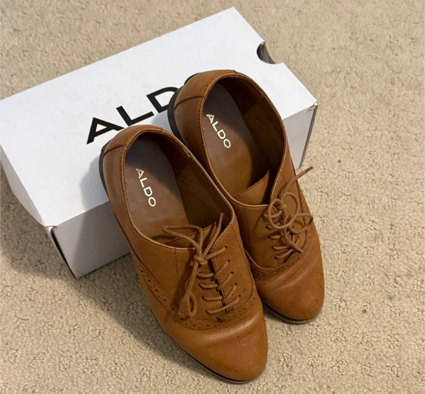 Aldo Brown Leather Oxford Shoes image indicator(2)