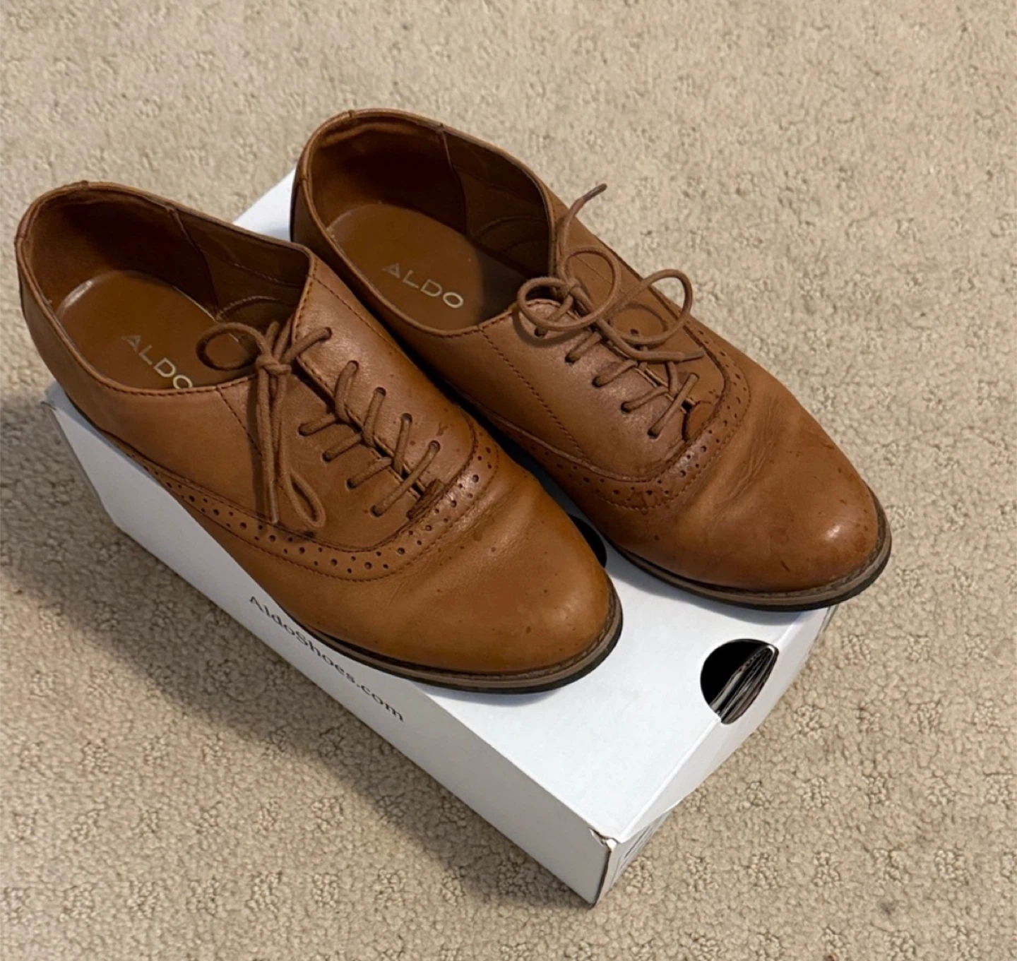 Aldo Brown Leather Oxford Shoes