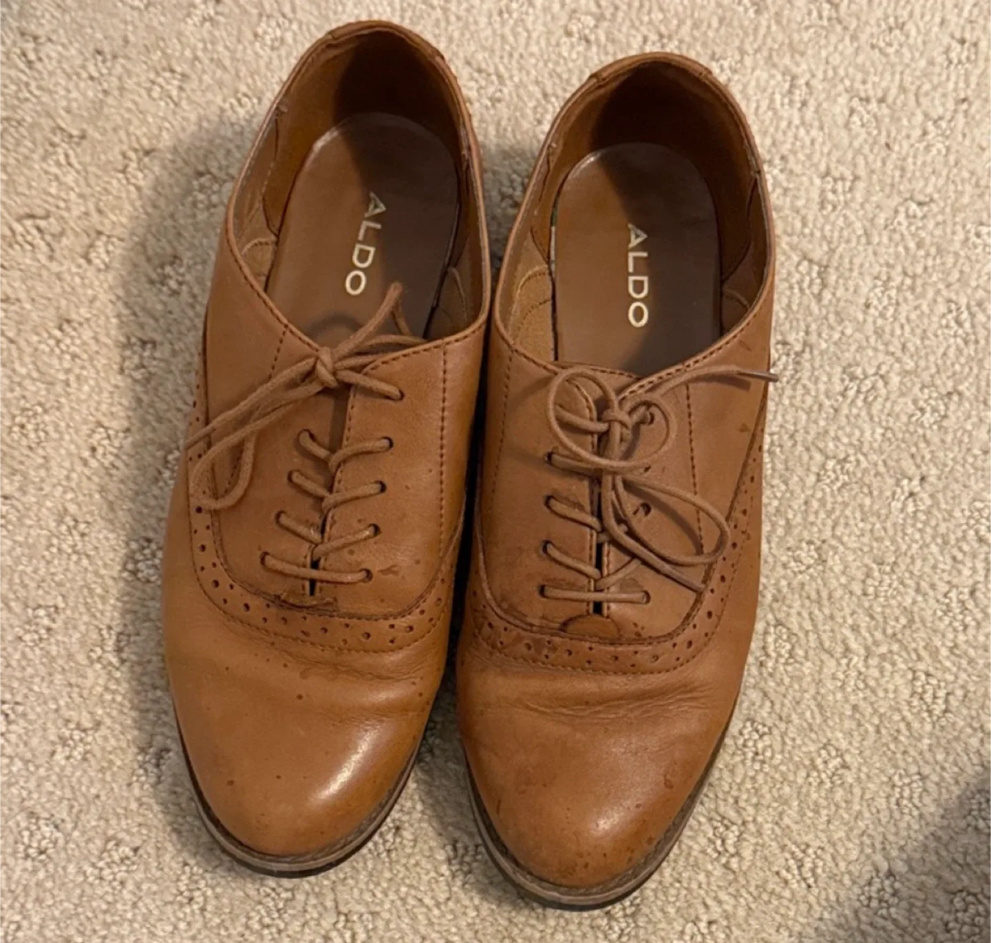 Aldo Brown Leather Oxford Shoes image indicator(3)