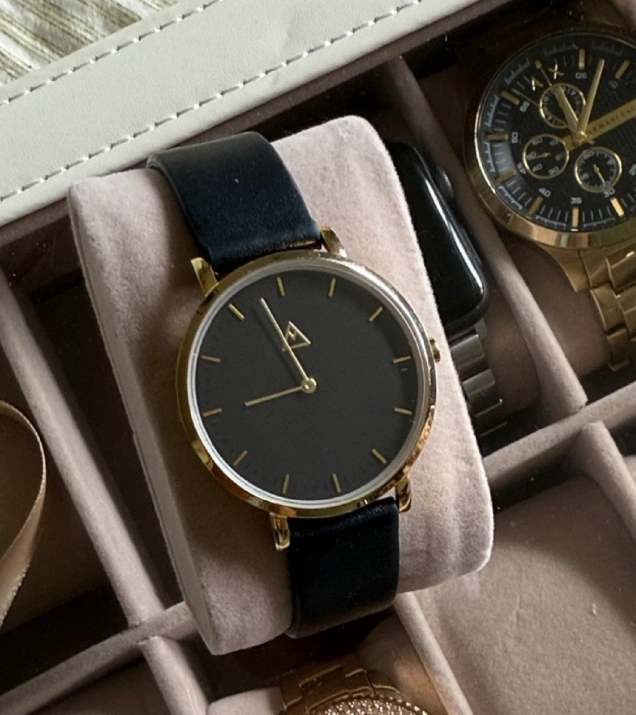 MVMT Black Leather Watch - Medium