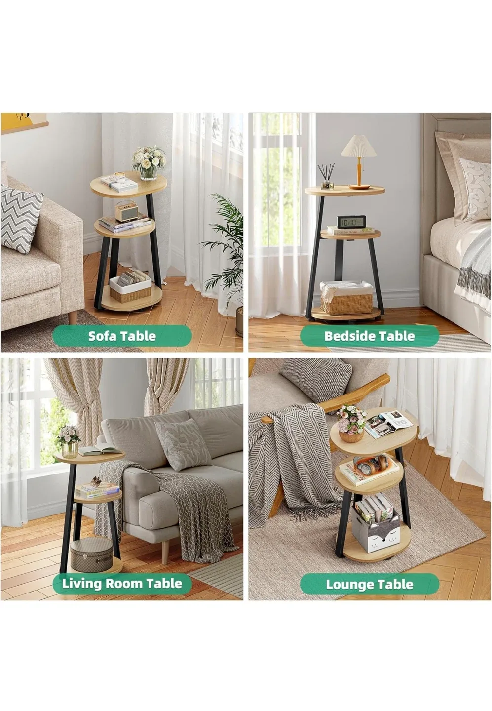 3-Tier Round End Table, Accent Table image indicator(9)