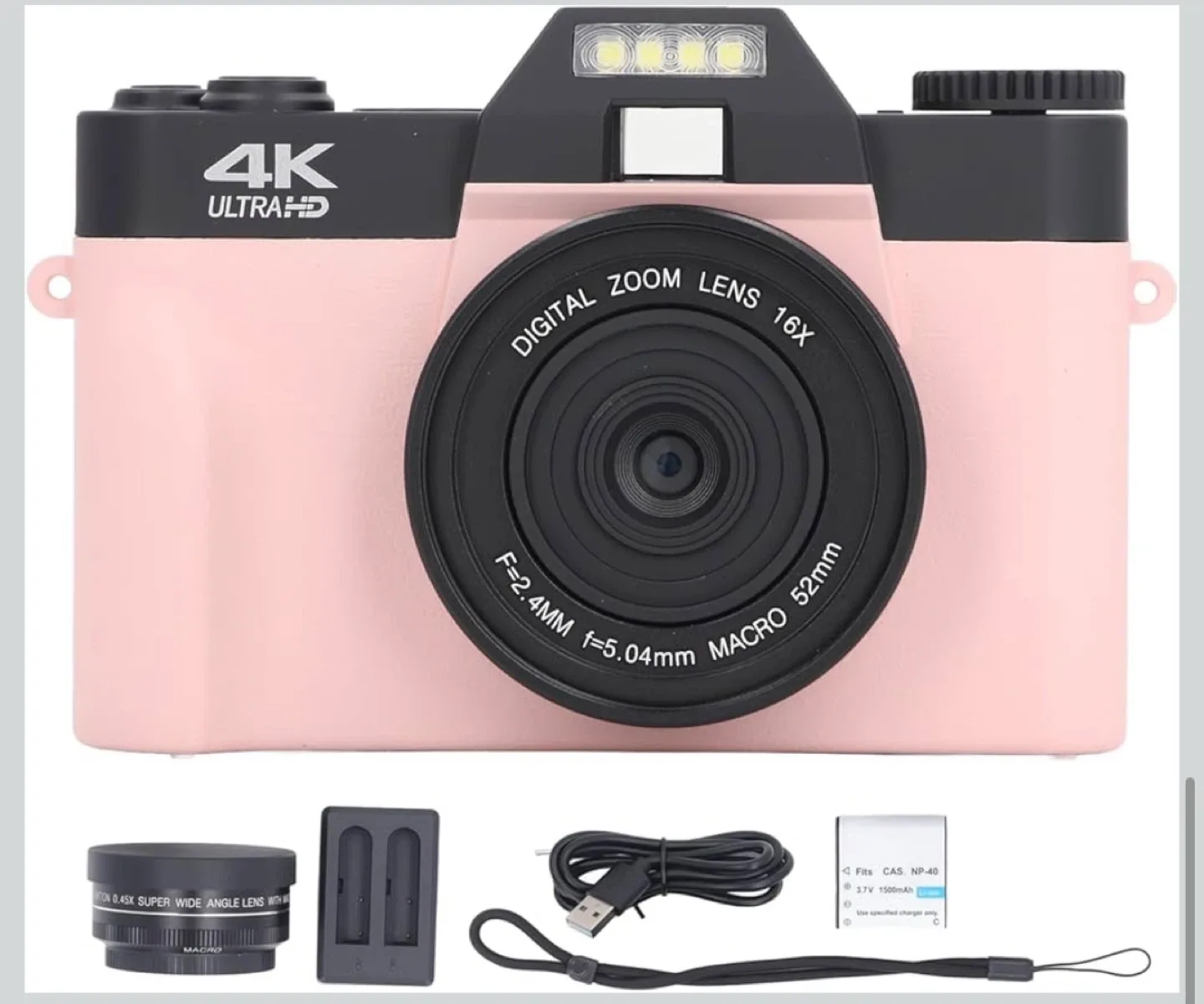 4K Ultra HD Digital Camera - Pink image indicator(2)
