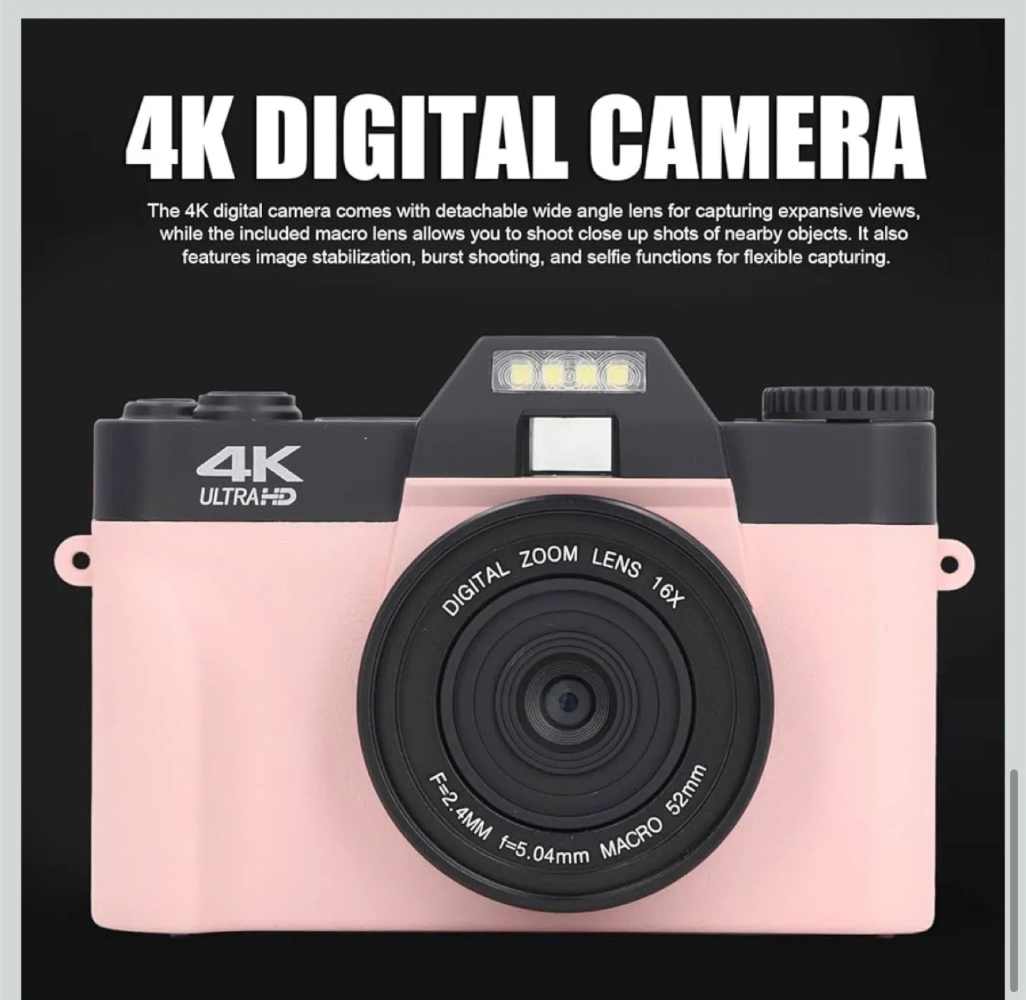 4K Ultra HD Digital Camera - Pink image indicator(3)