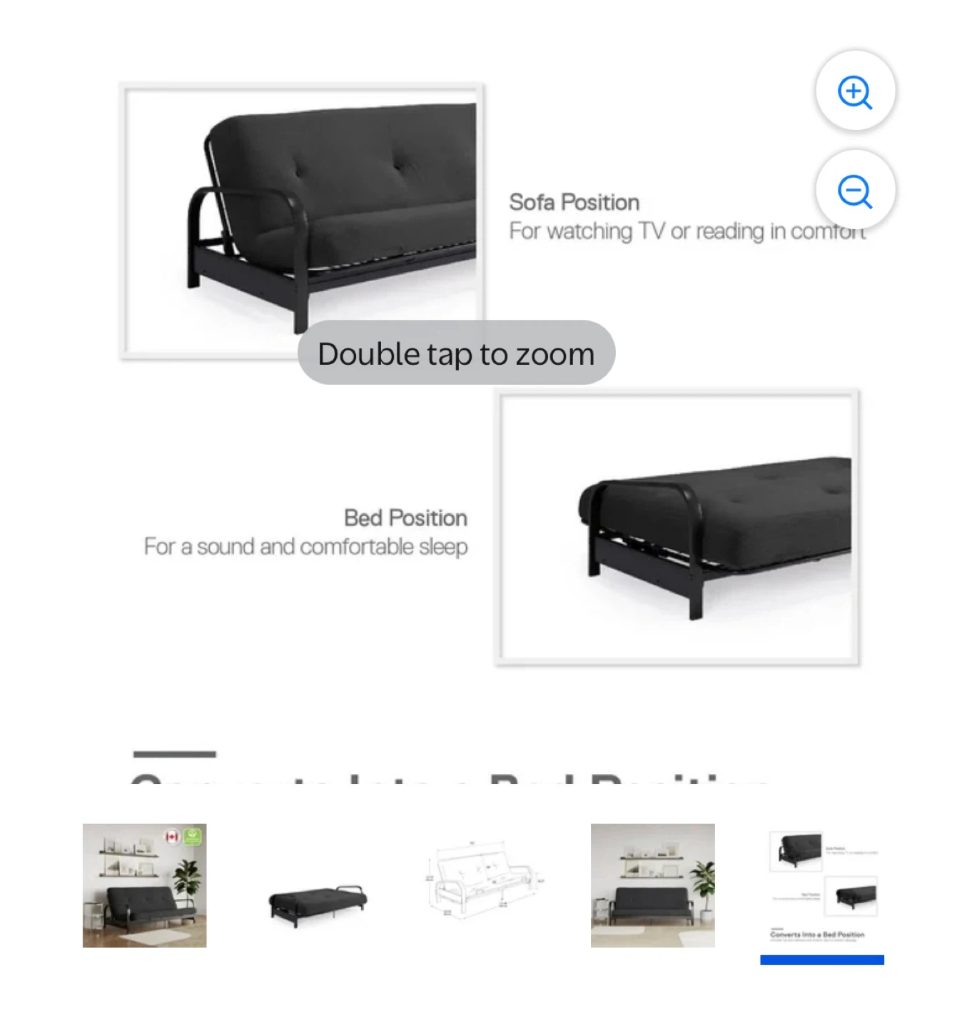 Black Futon - Sofa Bed - photo 2