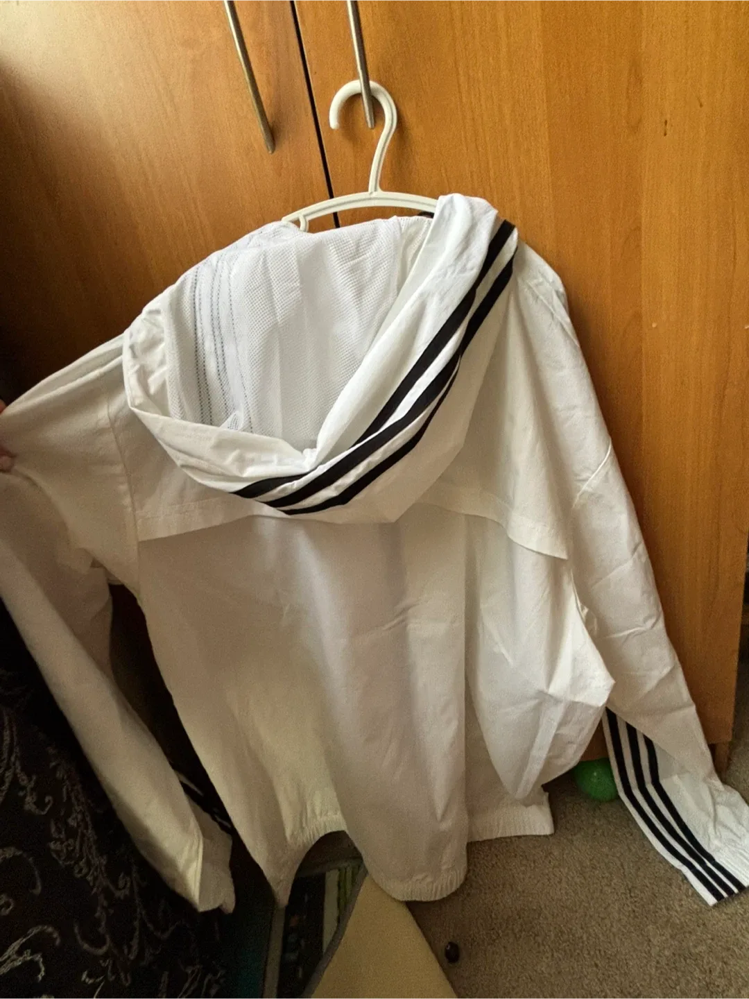 Adidas White Windbreaker Jacket - Size XL