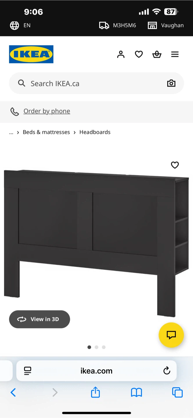 IKEA Brimnes Black Headboard - King