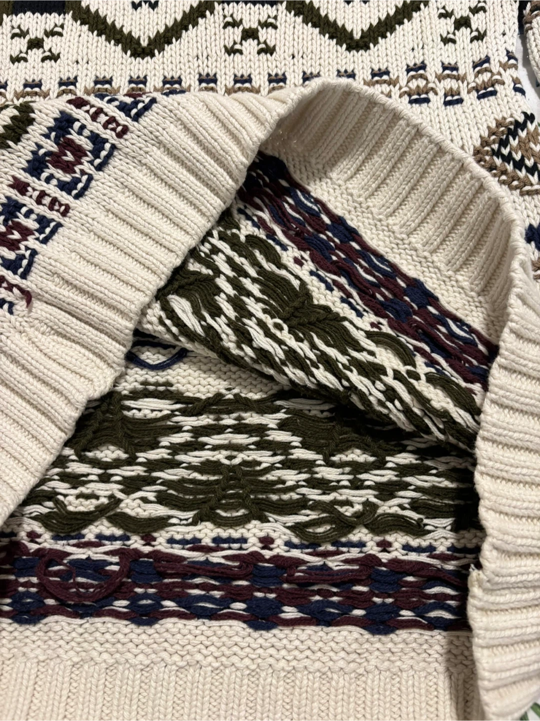 Field Gear Cream Patterned Knit Sweater - Size S - photo 4