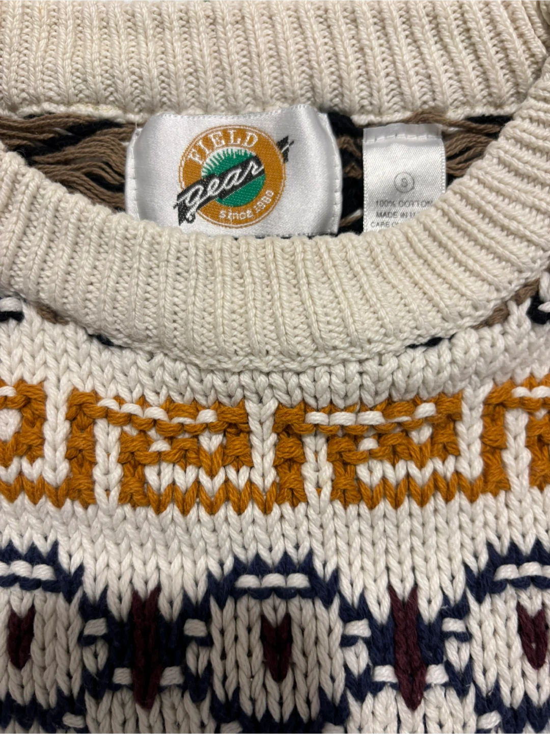 Field Gear Cream Patterned Knit Sweater - Size S - photo 2