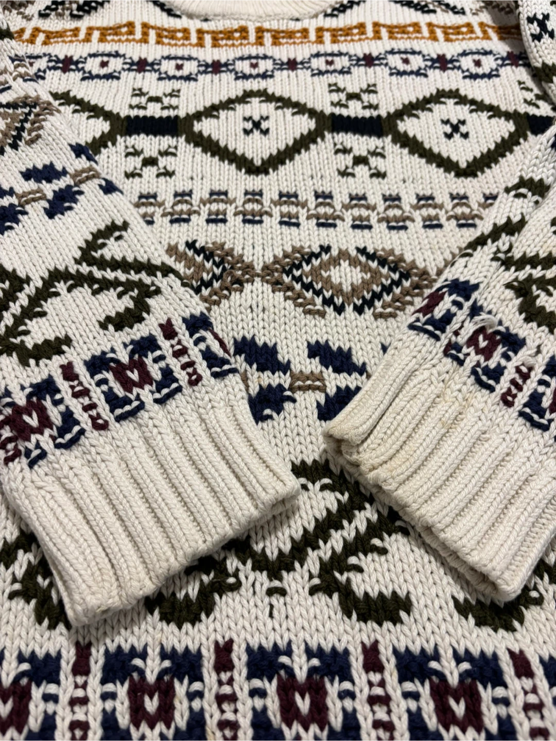 Field Gear Cream Patterned Knit Sweater - Size S - photo 3